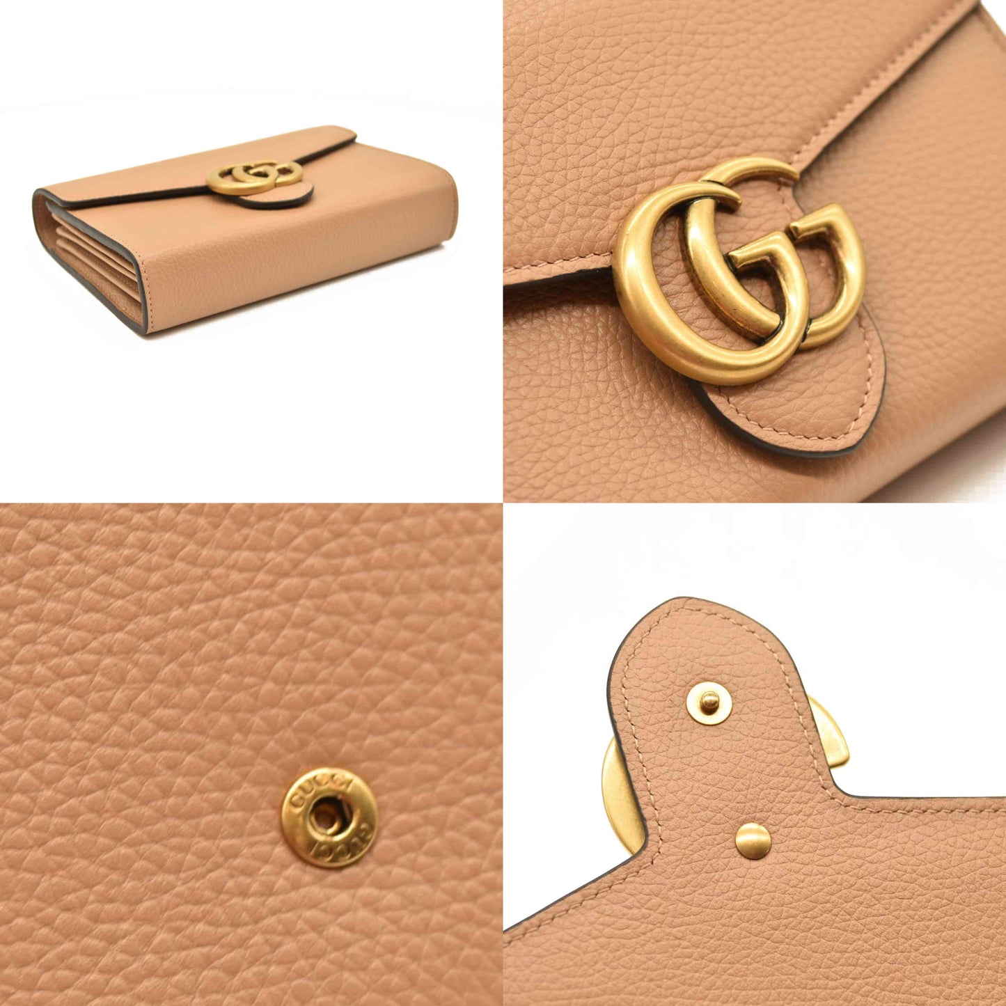 Gucci  Cellarius Calfskin GG Marmont Chain Wallet Beige