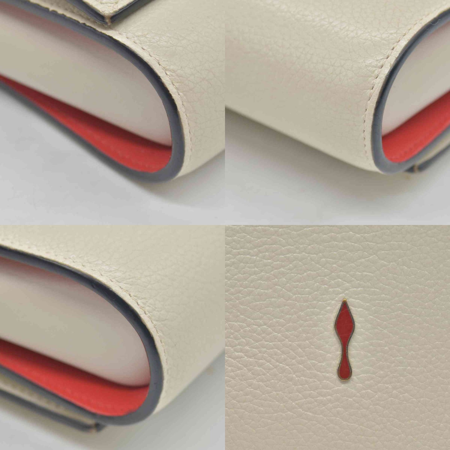 $1590 Christian Louboutin Paloma Clutch Cream Leather "Loubinthesky" Spiked Bag