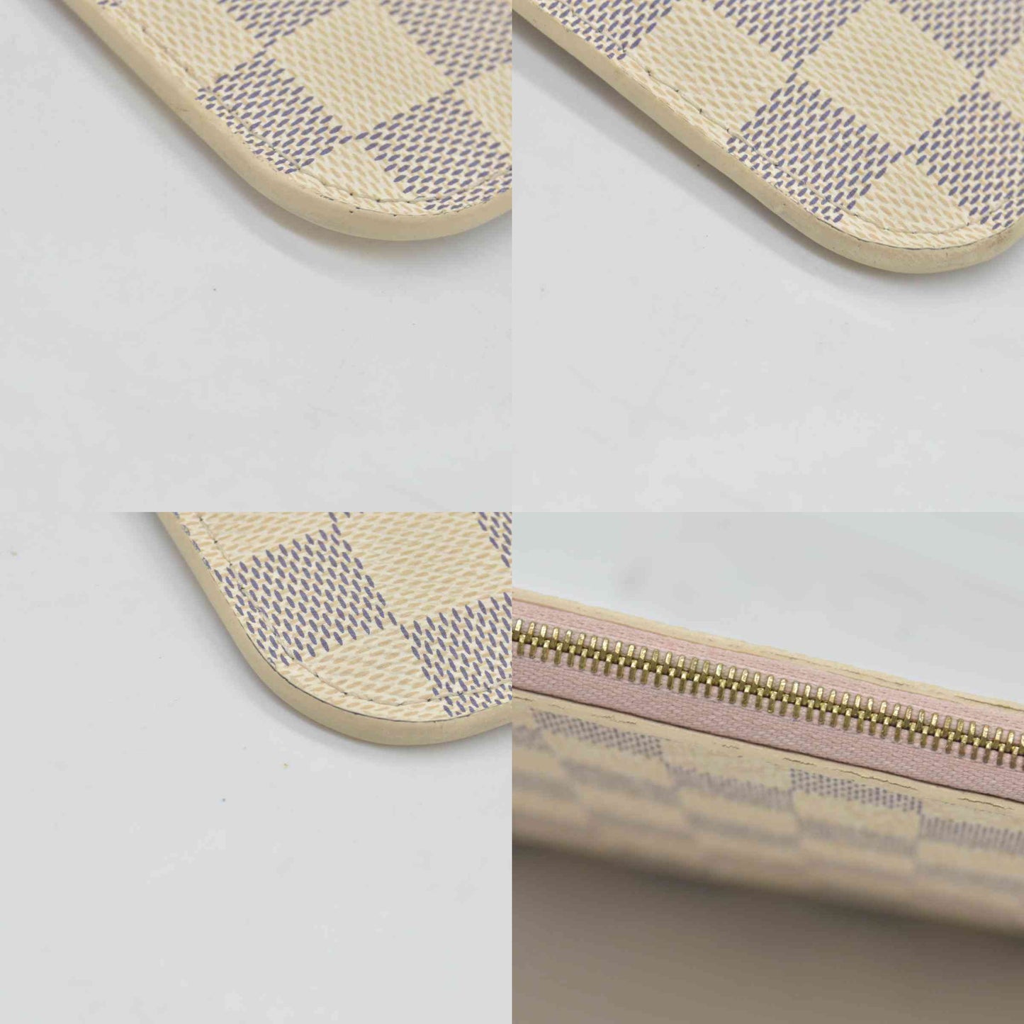 $600 2018 Louis Vuitton Damier Azur Neverfull MM GM Pochette Rose Ballerine SD2158