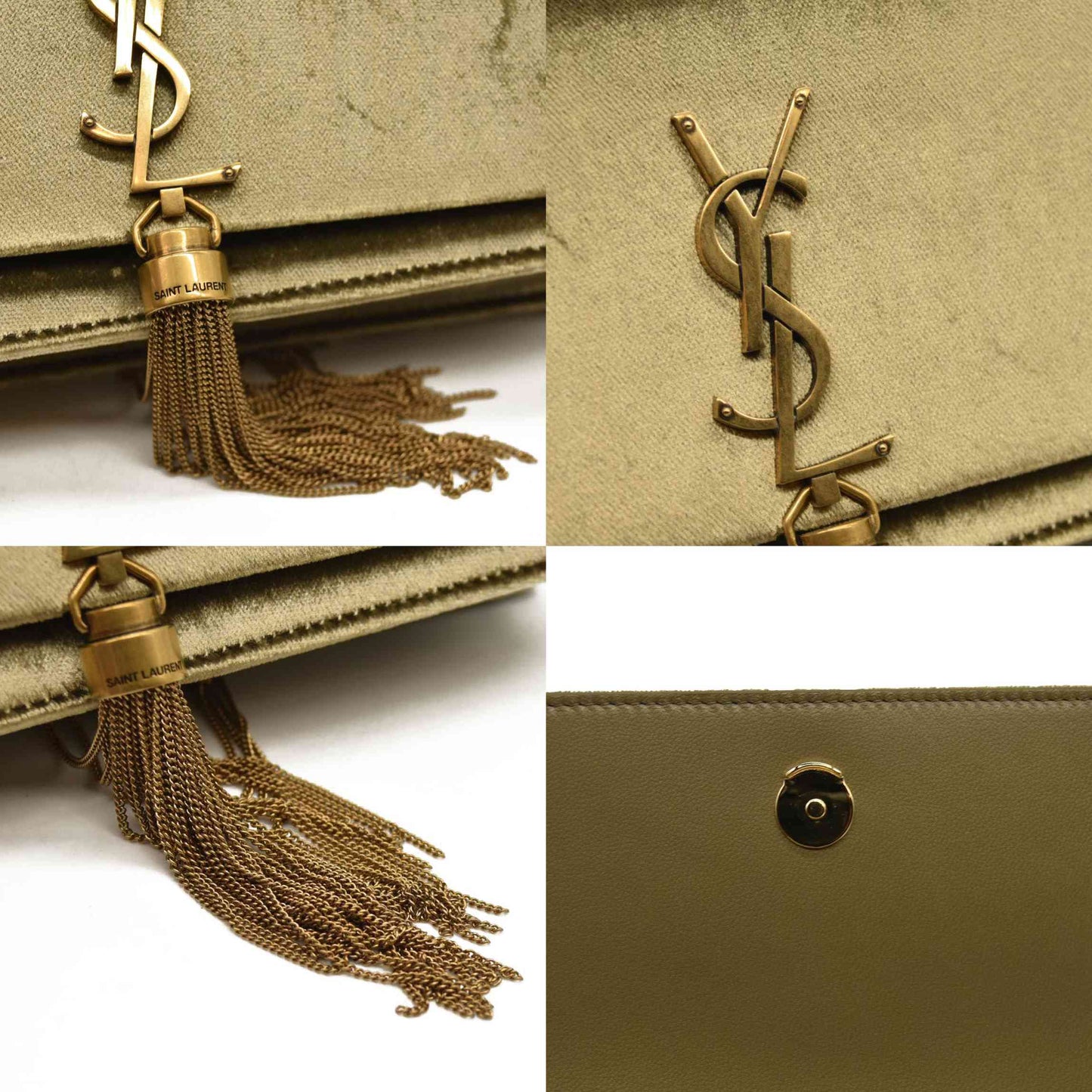 SAINT LAURENT  Velvet Medium Monogram Kate Tassel Shoulder Bag