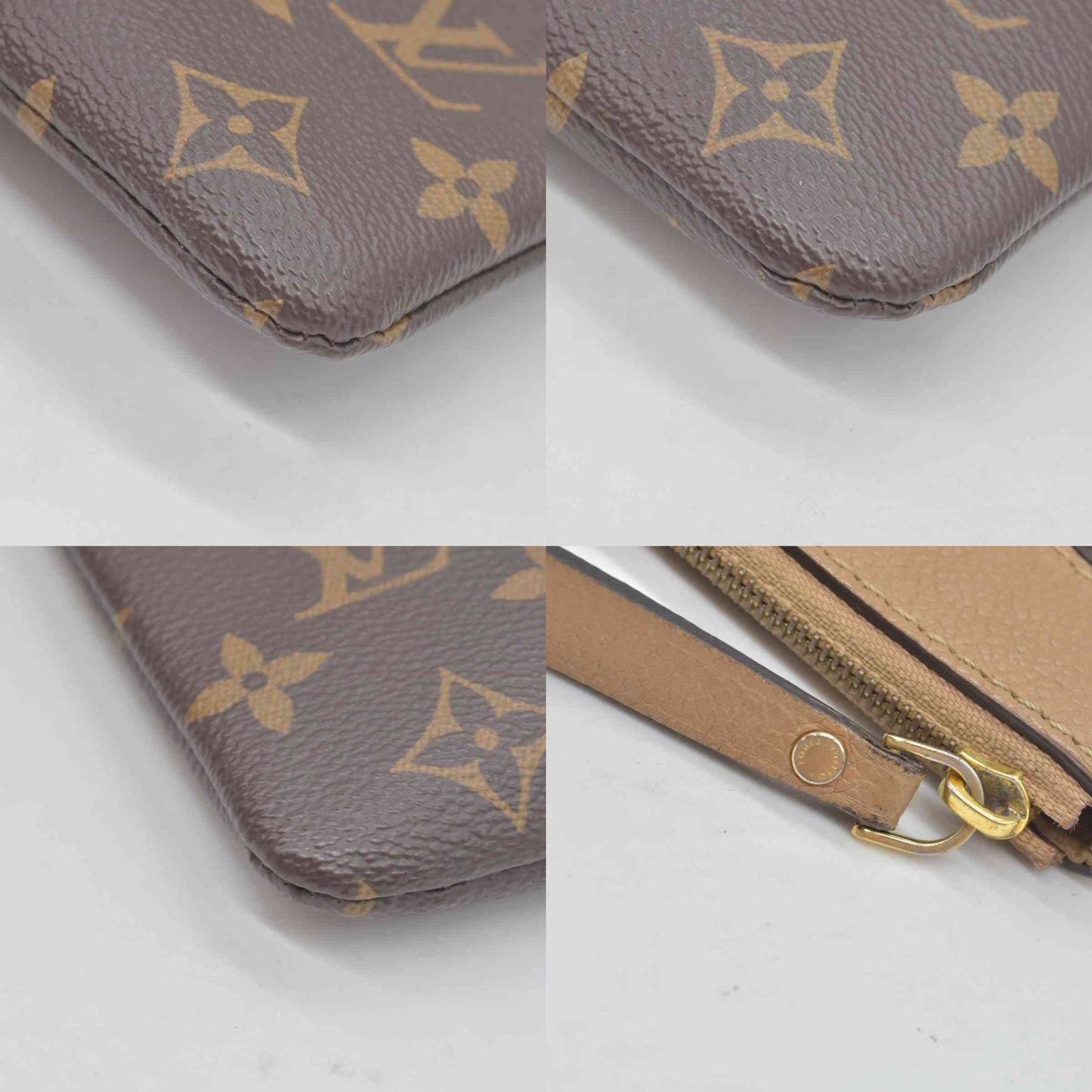 $760 Louis Vuitton Monogram Daily Pouch Sesame