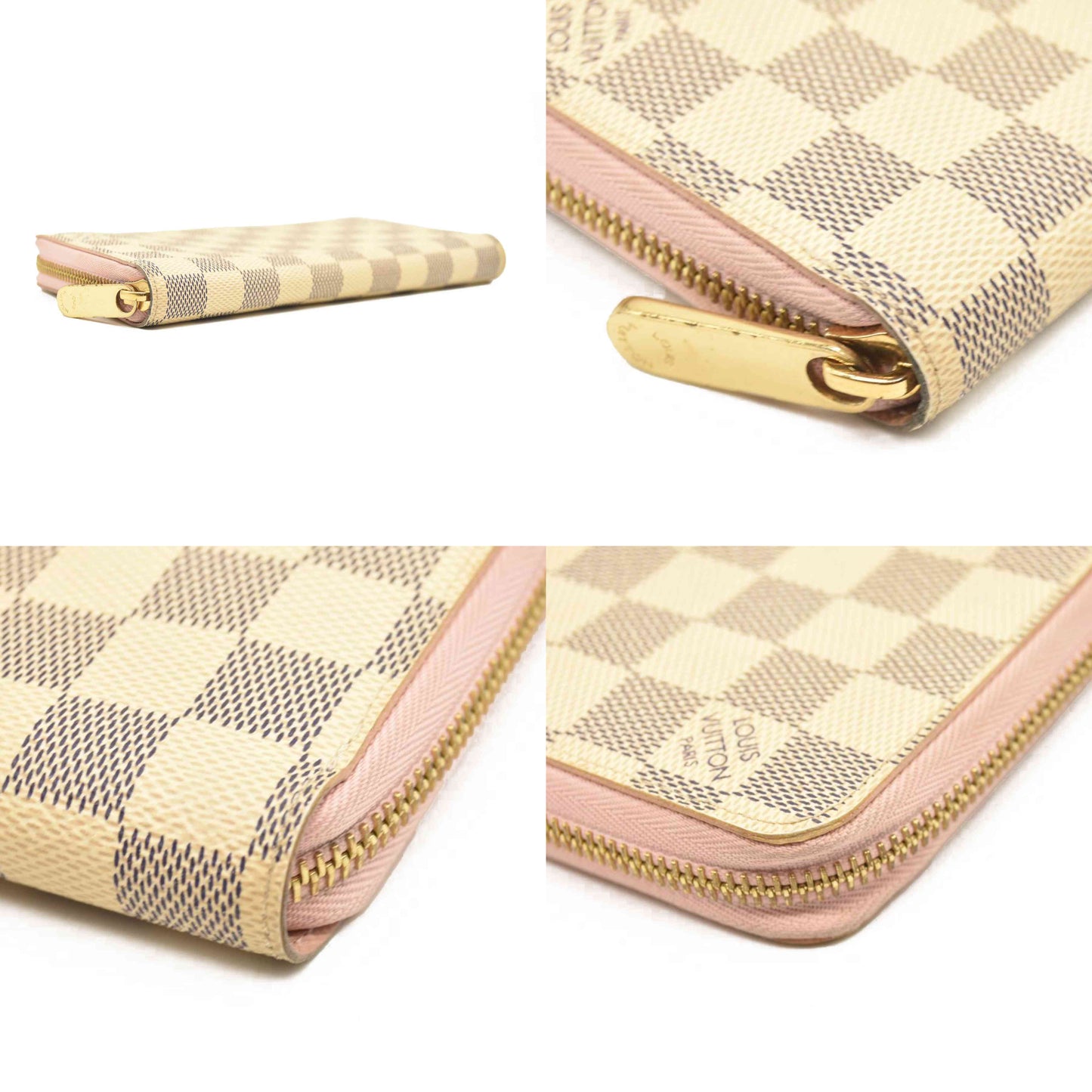 LOUIS VUITTON Damier Azur Zippy Wallet Rose Ballerine GI1108