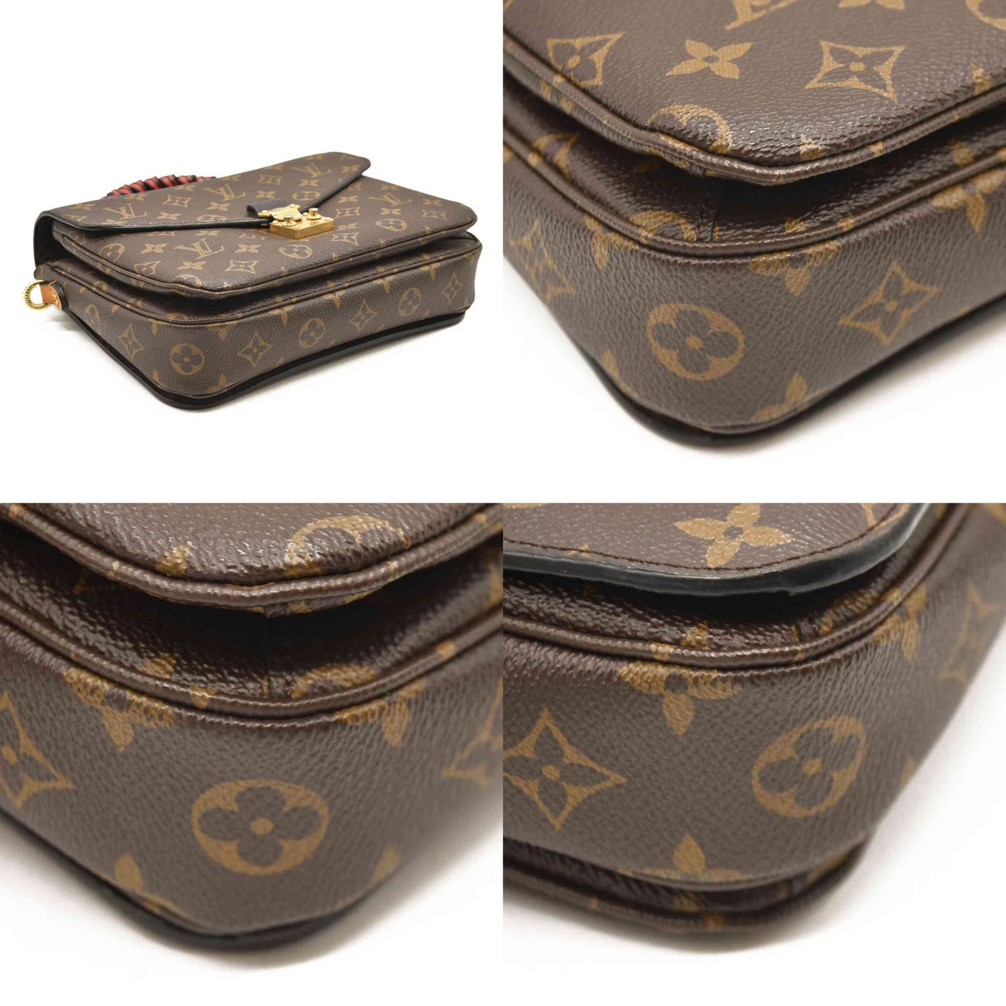 LOUIS VUITTON Monogram Braided Pochette Metis Coquelicot DU3178