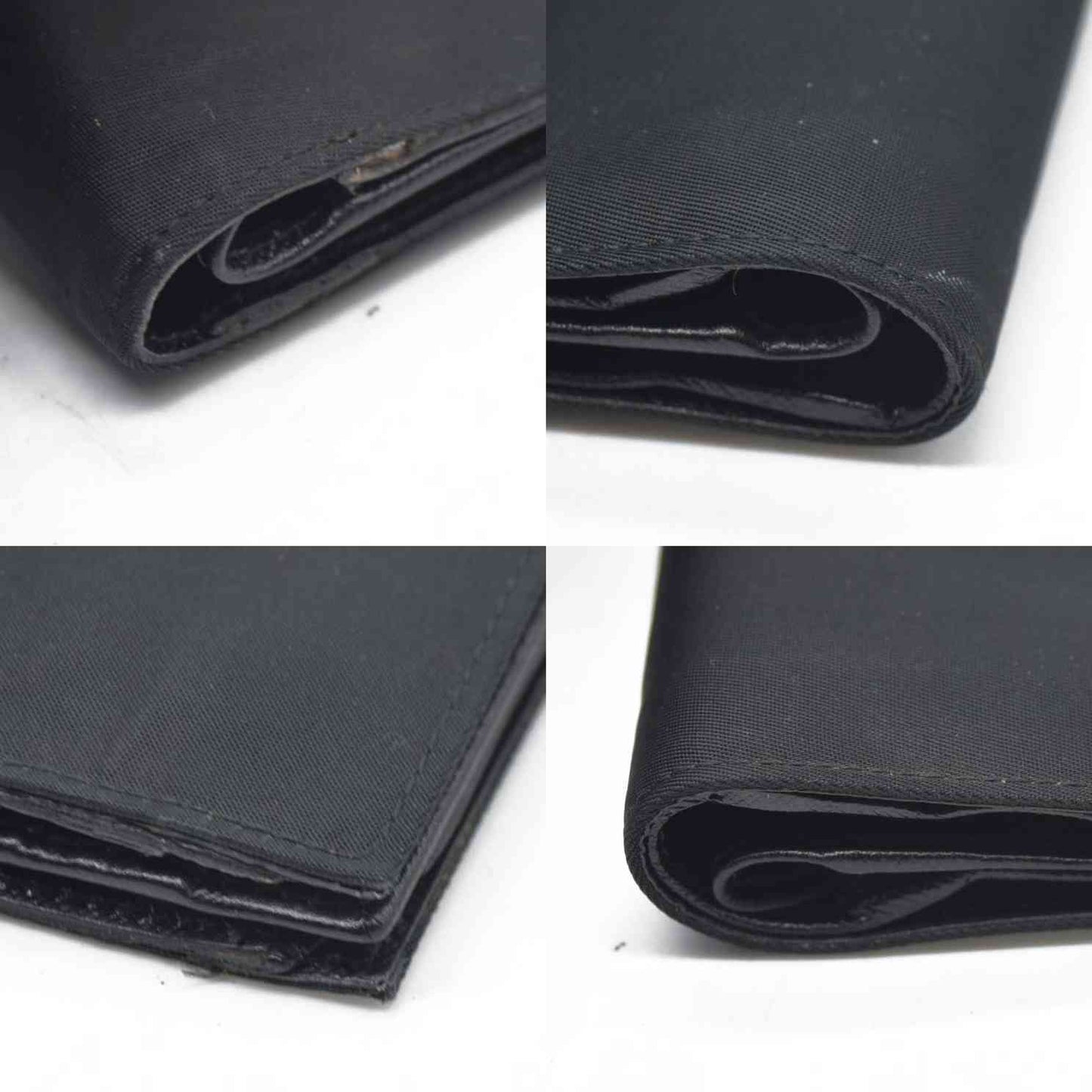 $650 PRADA Logo Plate Nylon Bifold Wallet Purse Black