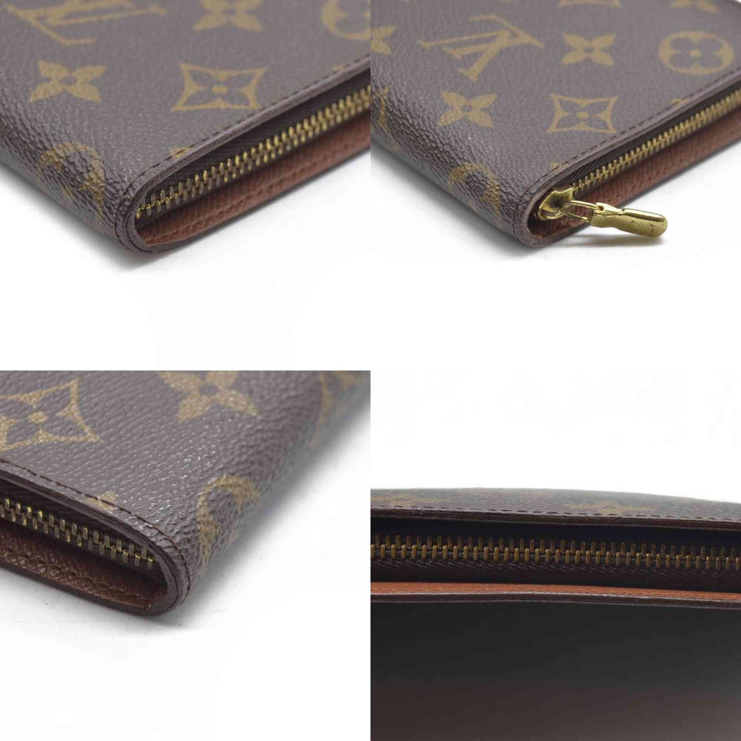 AUCTION $915 Louis Vuitton Monogram Porte Monnaie Zippy Long Wallet Brown CA1907