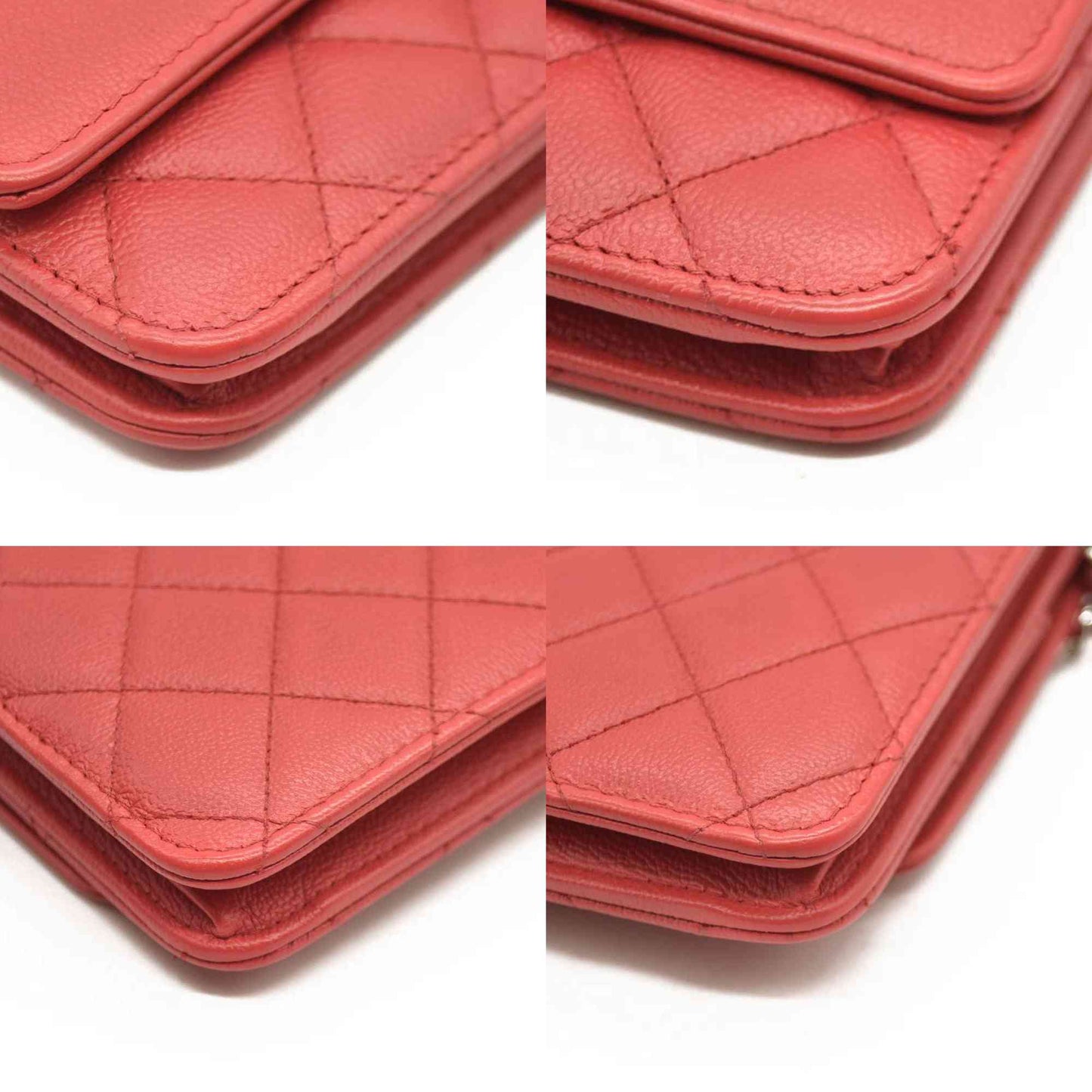 CHANEL Grained Calfskin Quilted CC Box Wallet On Chain WOC Red 27*