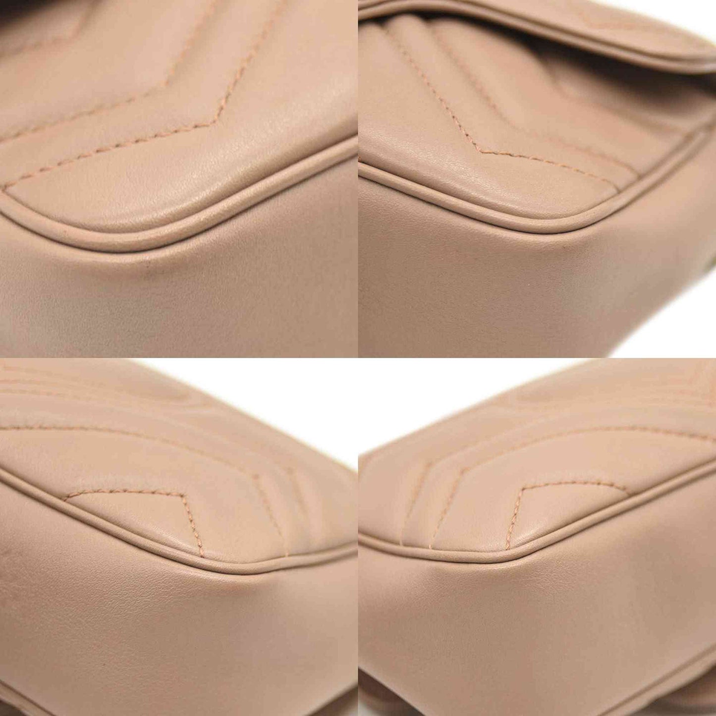 GUCCI Calfskin Matelasse Super Mini GG Marmont Shoulder Bag Porcelain Rose