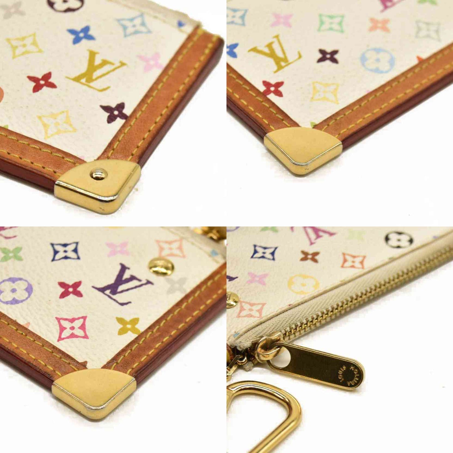 Louis Vuitton  Monogram Multicolor Key Pouch White M92655 Murakami