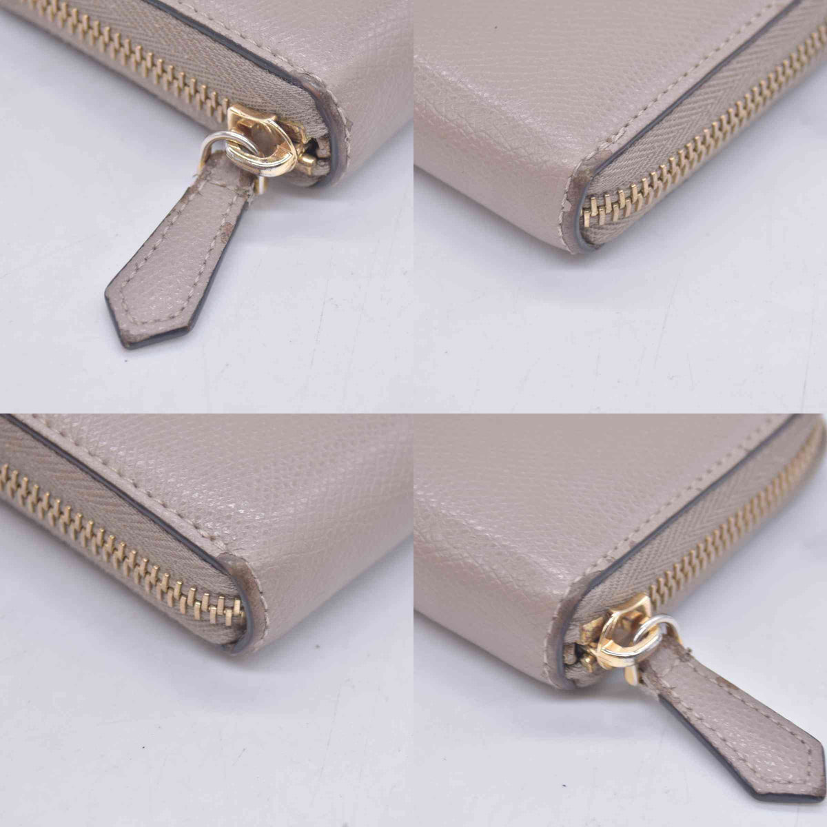 $760 Fendi Vitello Cruis Lucido Fendi Zip Around Wallet Tortora CONSIGNMENT 10021151
