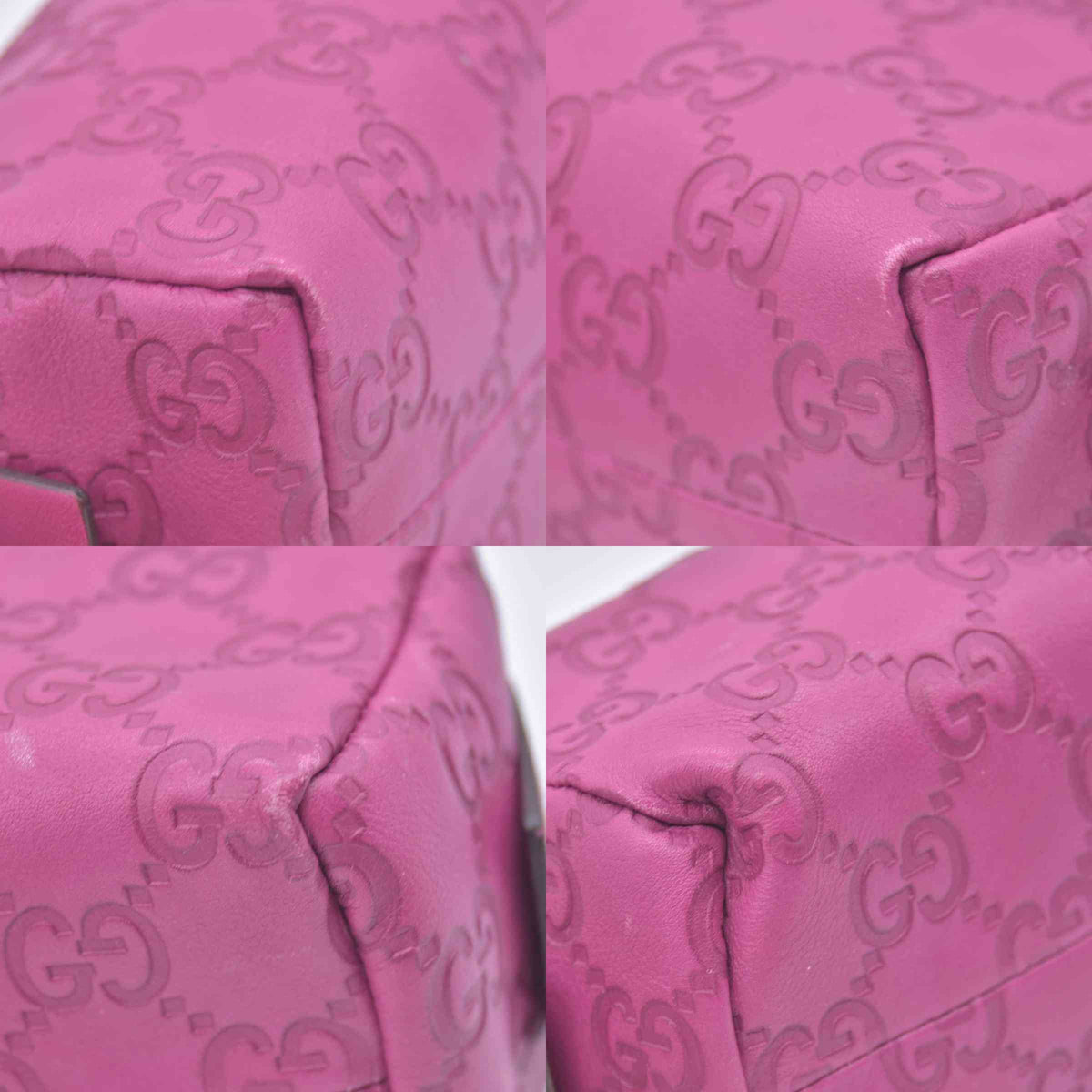 $480 GUCCI Guccissima Leather Heart Charm Cosmetic Pouch Pink CONSIGNMENT 10021425