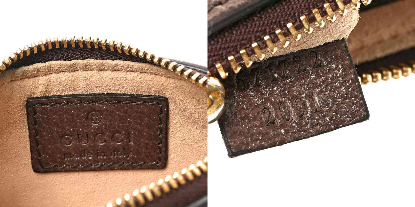 $450 Gucci Monogram Jumbo GG Textured Dollar Calfskin Ophidia Key Case Camel Ebony New Acero