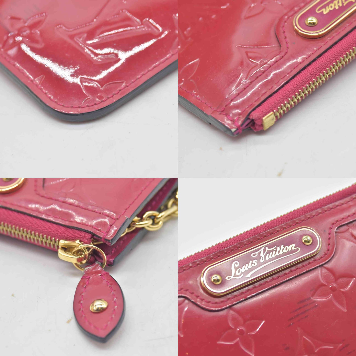 $490 2013 WELL WORN  Louis Vuitton Vernis Key Pouch Rose Indien CONSIGNMENT CA1123