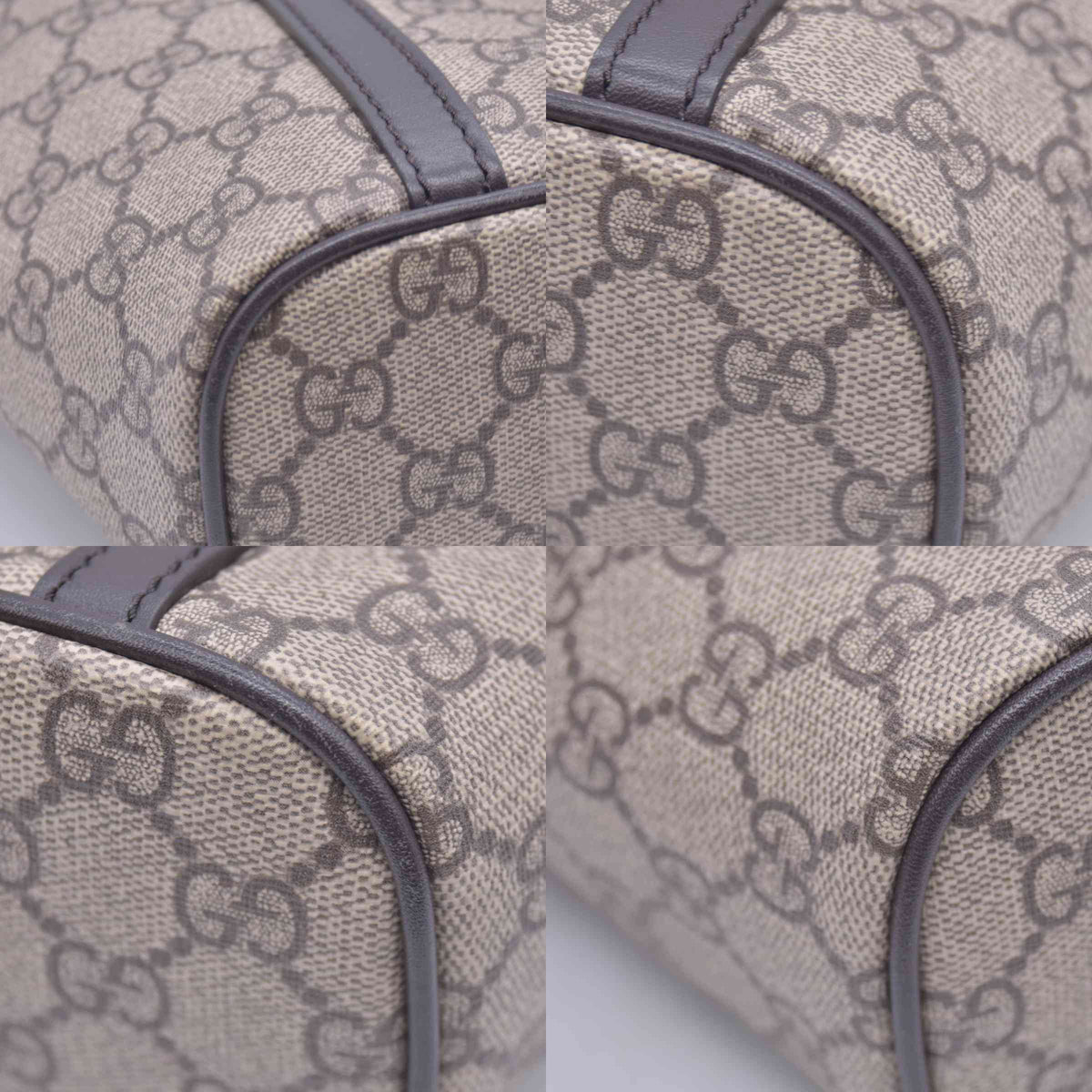 $1350 Gucci GG Supreme Monogram Medium Zippered Tote Dark Brown CONSIGNMENT 10021244