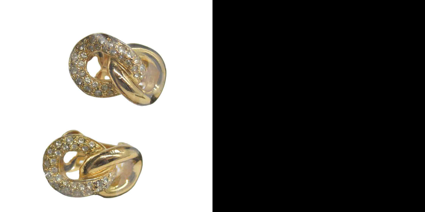 Christian Dior Gold Tone Chain-Link Clip-On Earrings CONSIGNMENT
