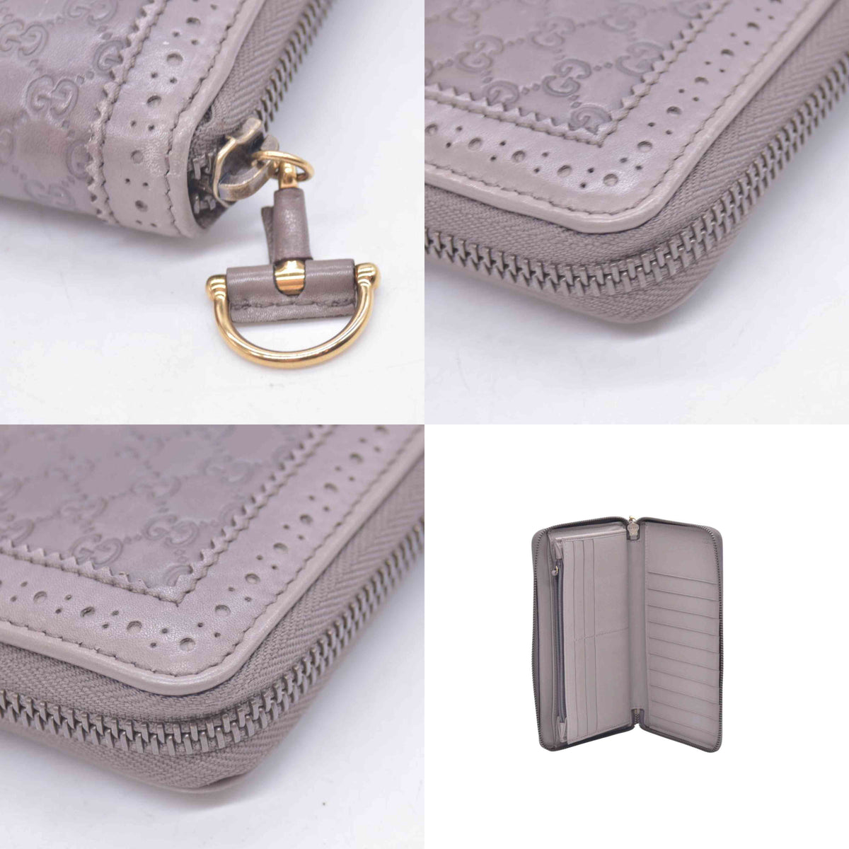 $880 GUCCI Grey Microguccissima Zip Around Organizer Travel Wallet CONSIGNMENT 10021435