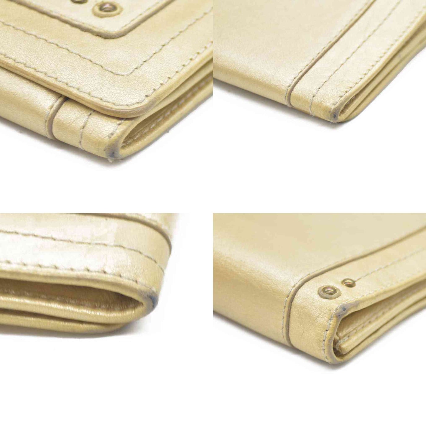 Chloe Paddington Leather Long Bifold Wallet Gold