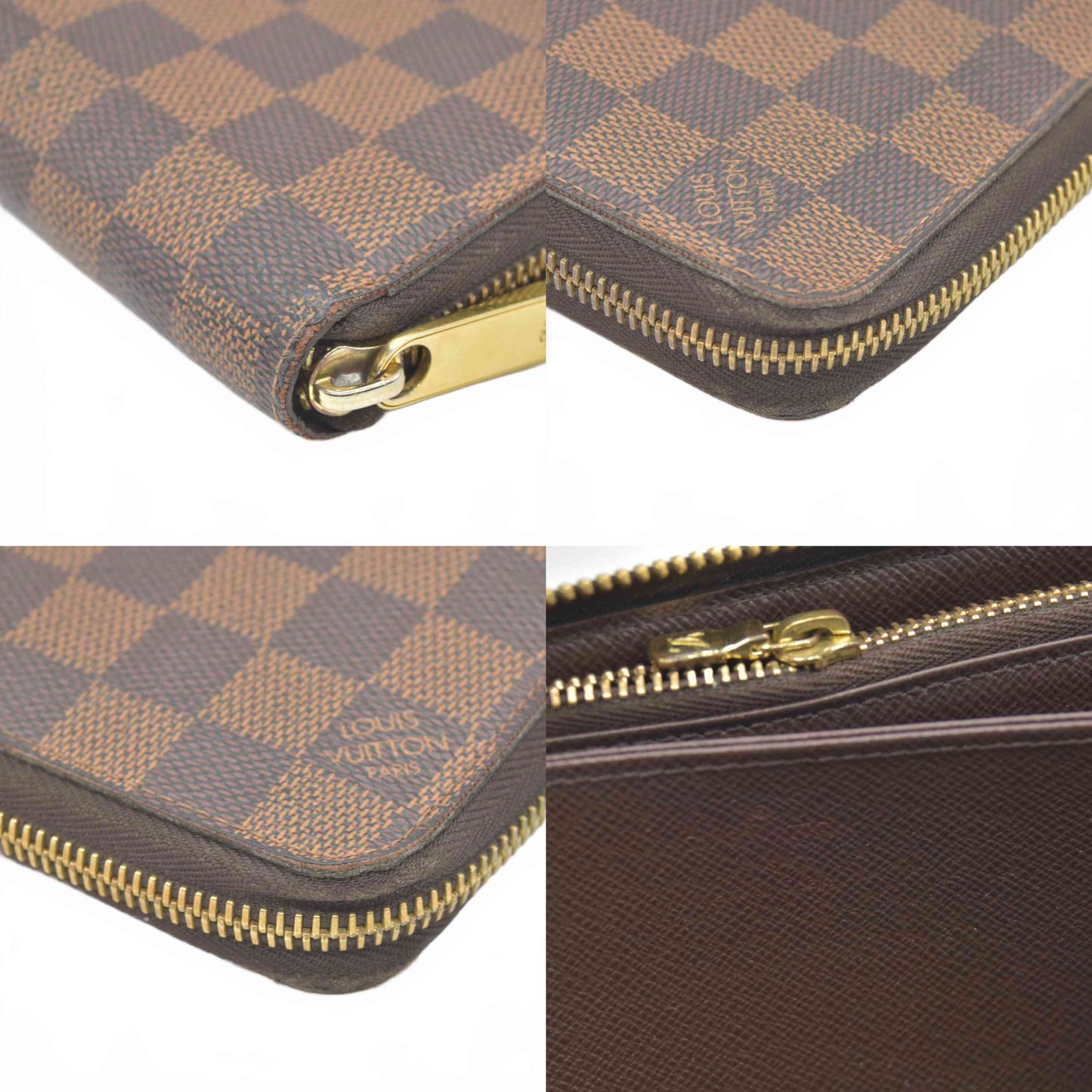 $915 Louis Vuitton Damier Zippy Zip Around Long Wallet Purse Brown UB4185