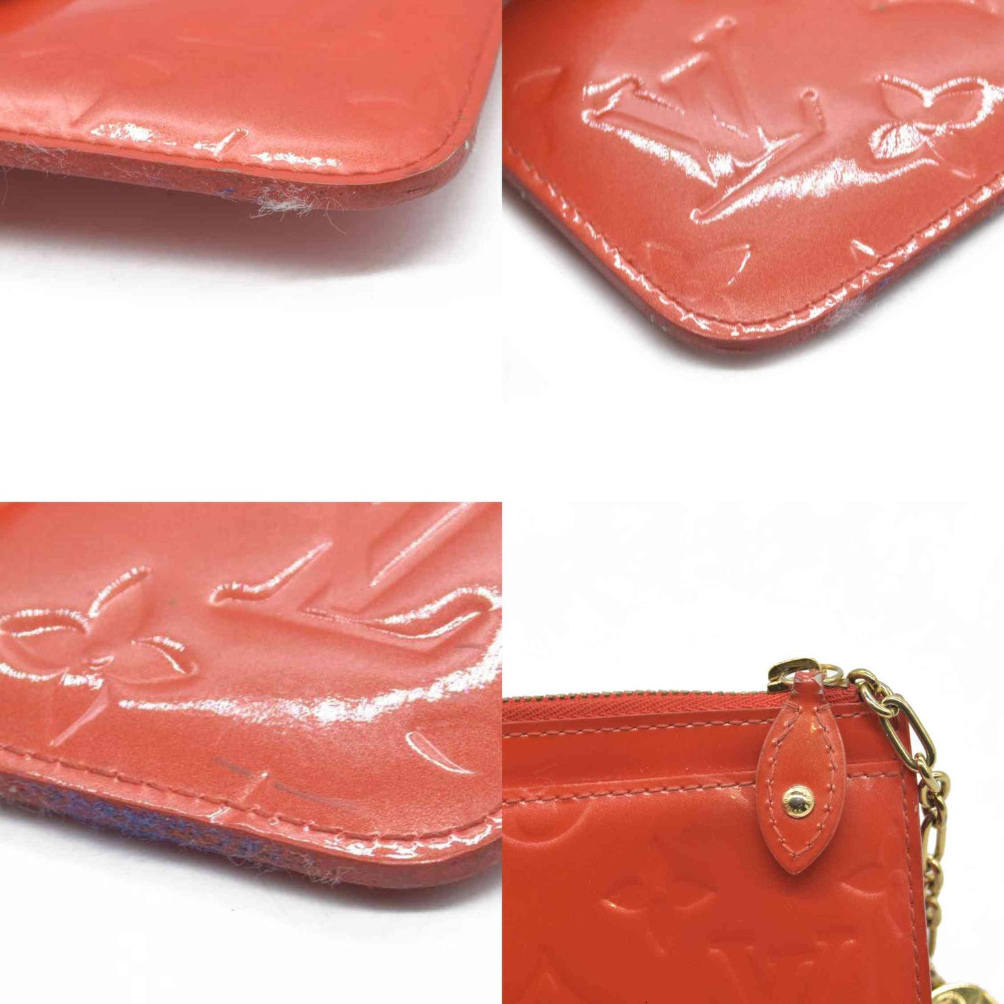 $390 Louis Vuitton Vernis Key Pouch Pomme D'Amour CONSIGNMENT