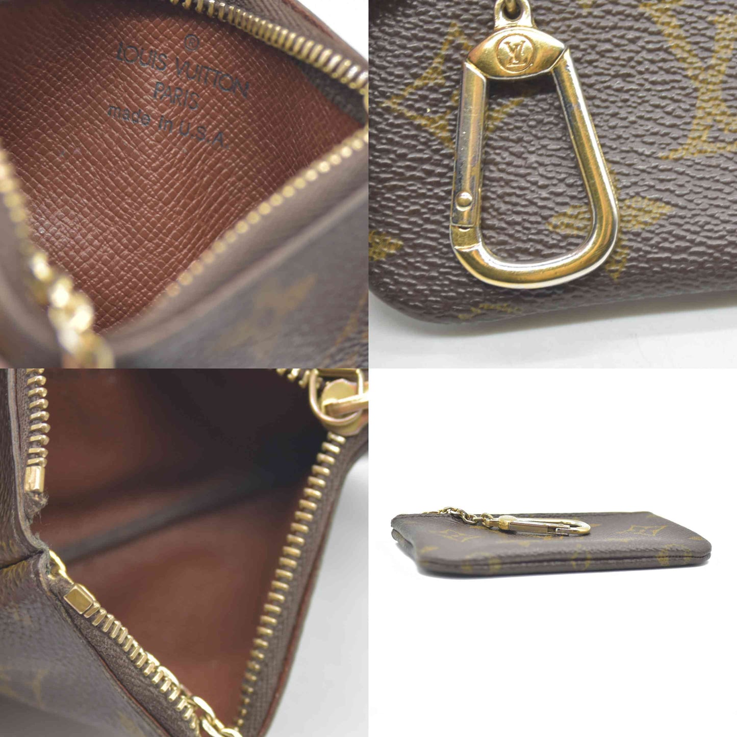 $345 LOUIS VUITTON Monogram Coin Purse Key Pochette Cles Made in USA