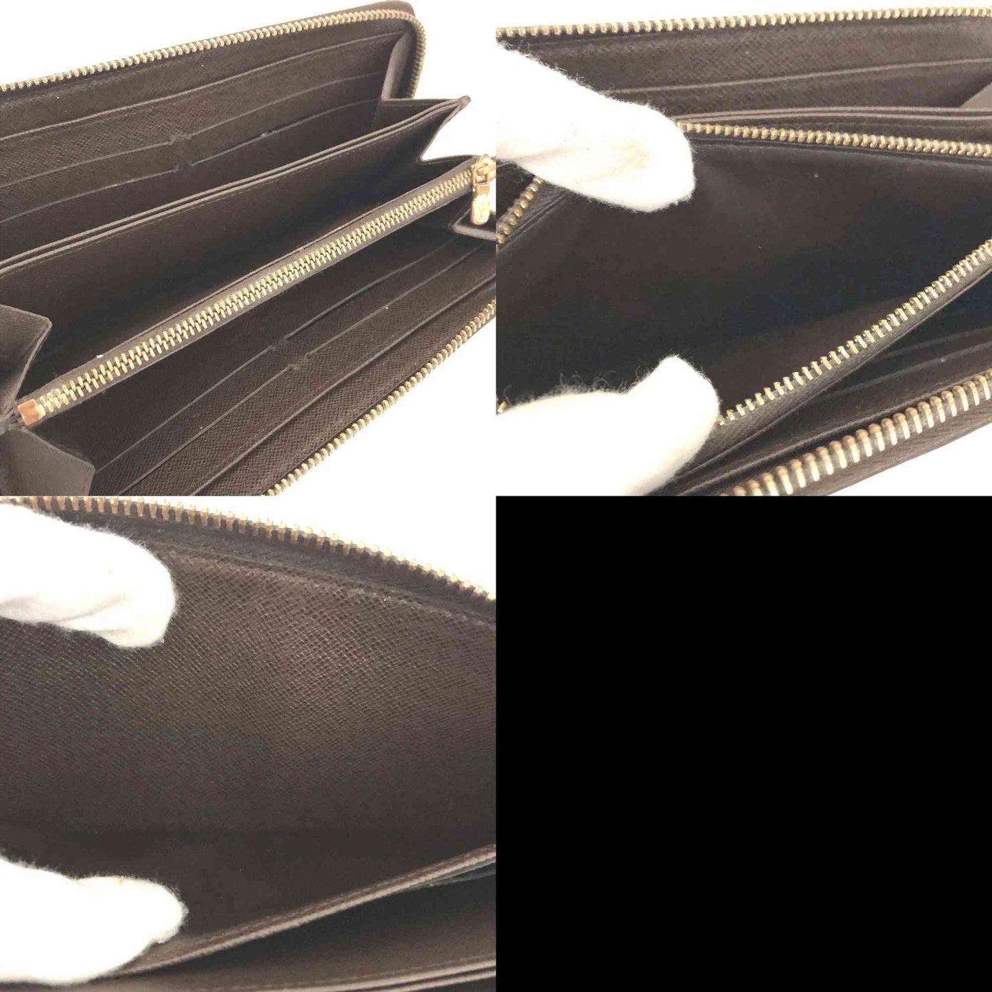 $915 2010  Louis Vuitton Damier Zippy Zip Around Long Wallet Purse Brown CA3120