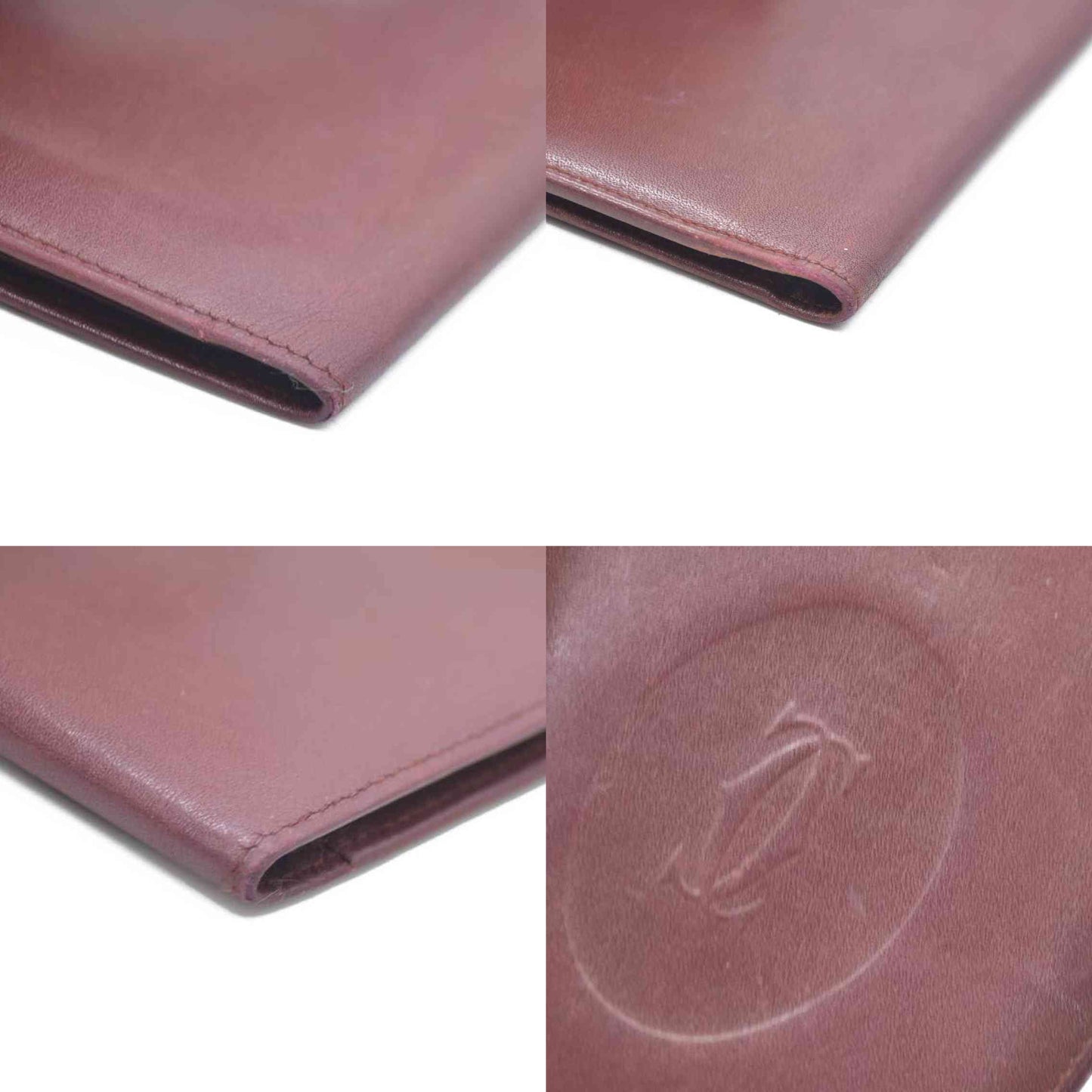 Must de Cartier Leather Bifold Long Wallet Bordeaux