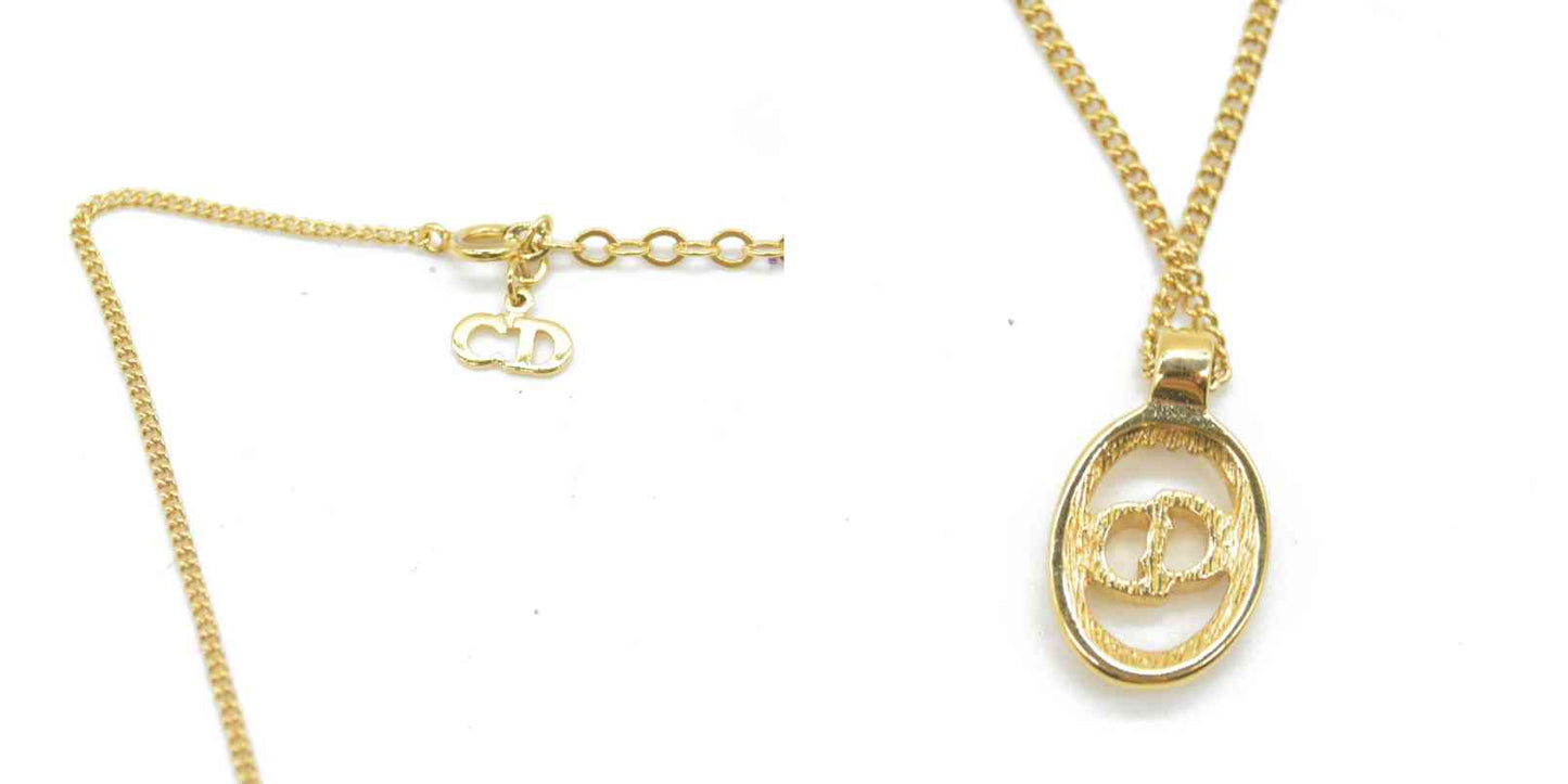 $400 Christian Dior Vintage CD Pendant Necklace
