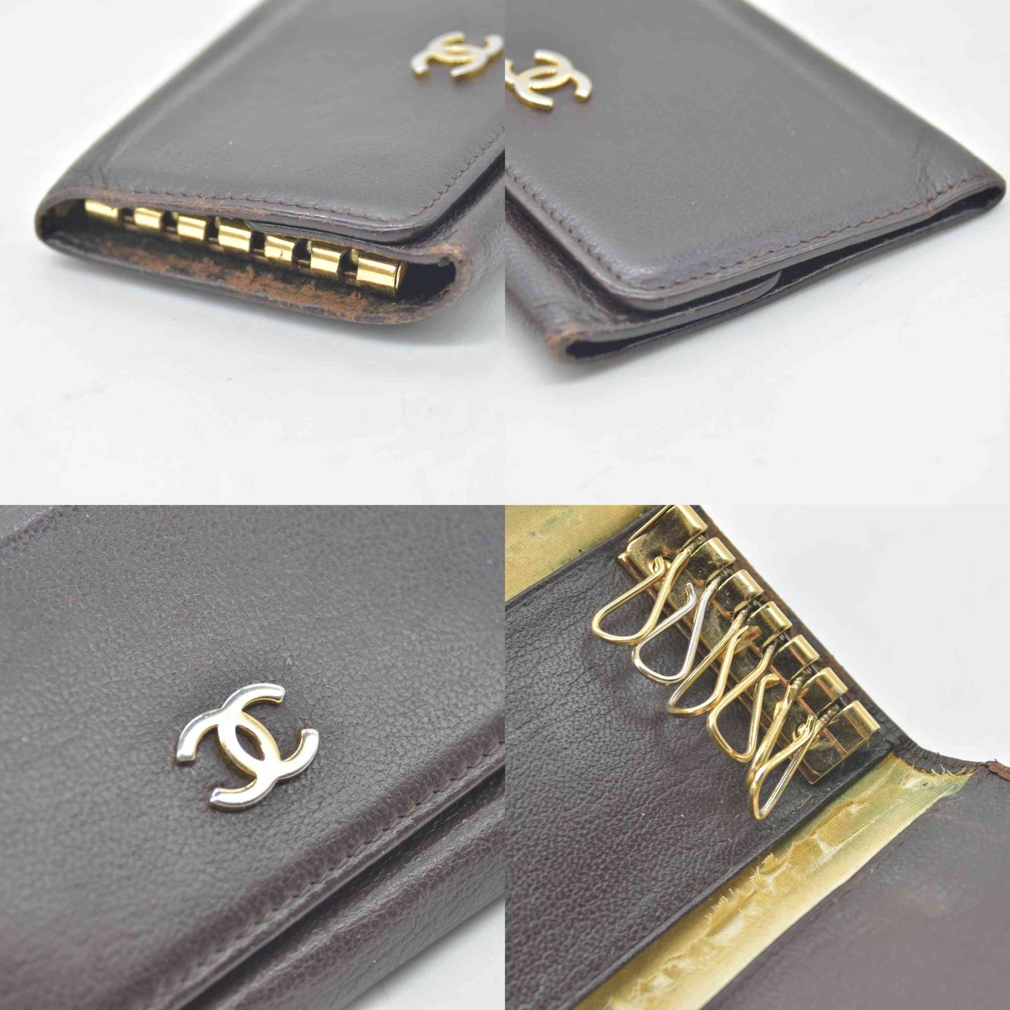 CHANEL COCO Mark Leather Key Case Key Holder Brown