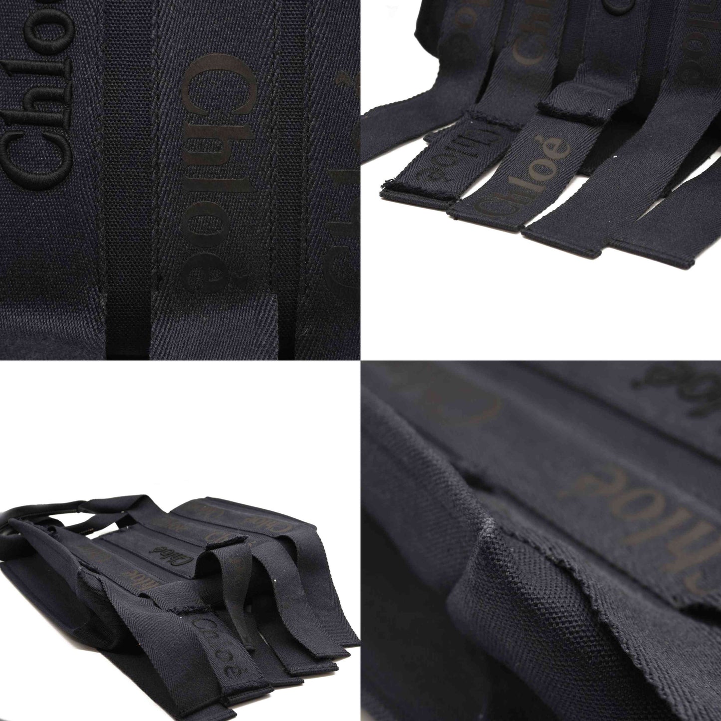 NEW $1430 Chloe Woody Logo Embroidered Webbing Tote Bag