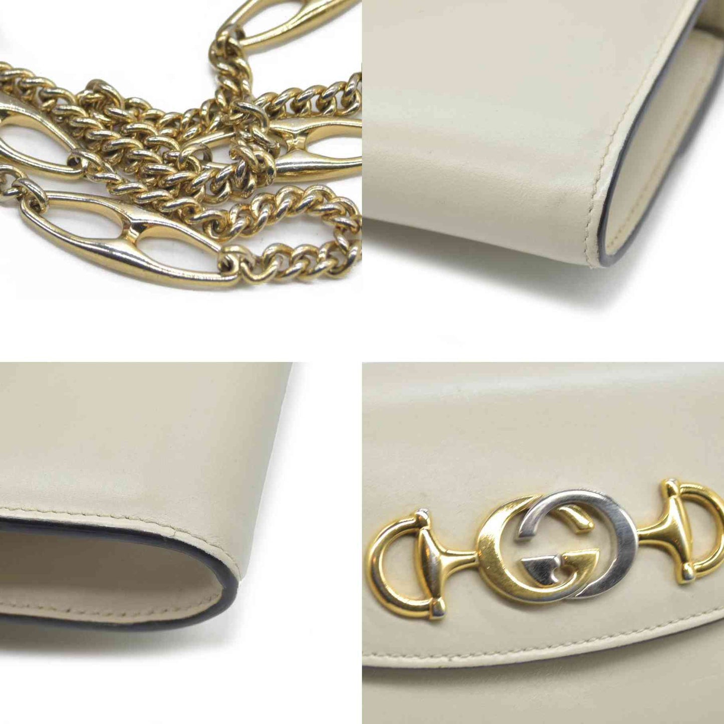 $1980 Gucci Cream Zumi Top Handle Chain Flap Interlocking G Horsebit