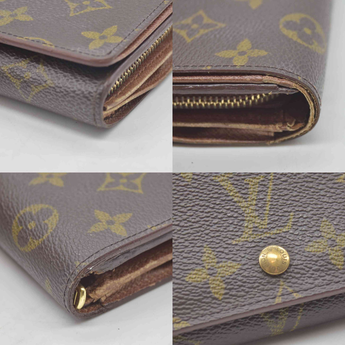 $560 1995 Louis Vuitton Monogram Porte-Monnaie Tresor Wallet RA0965