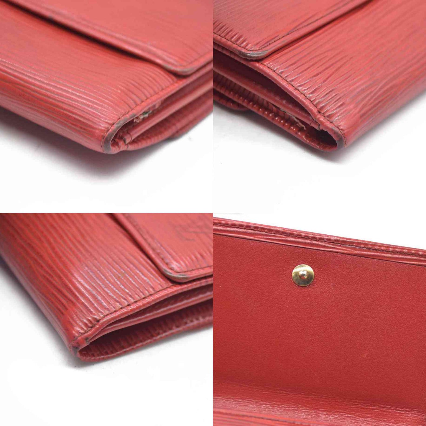 AUCTION $650 Louis Vuitton  Epi Elise Wallet Castillan Red