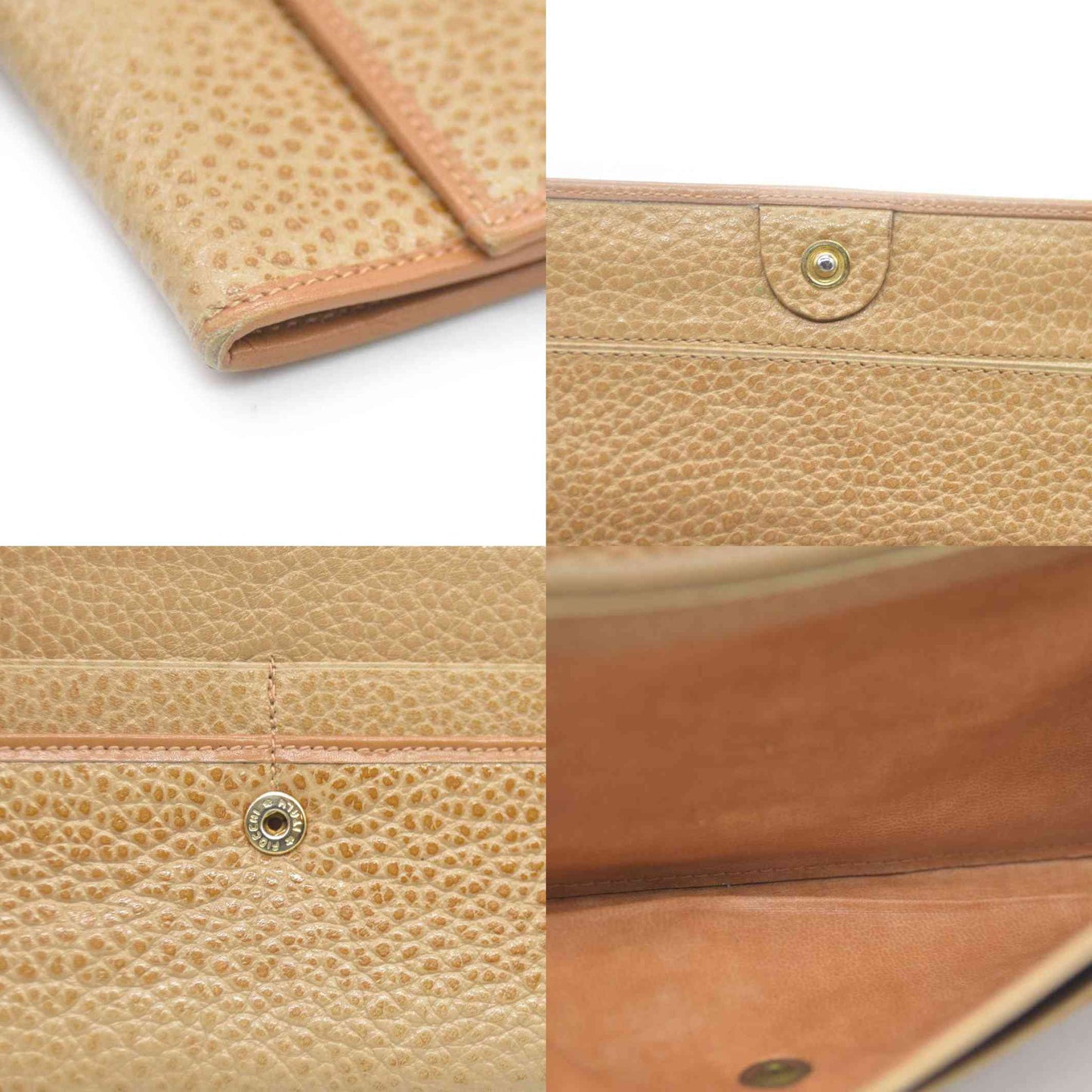 CELINE Macadam Leather Long Bifold Wallet Beige