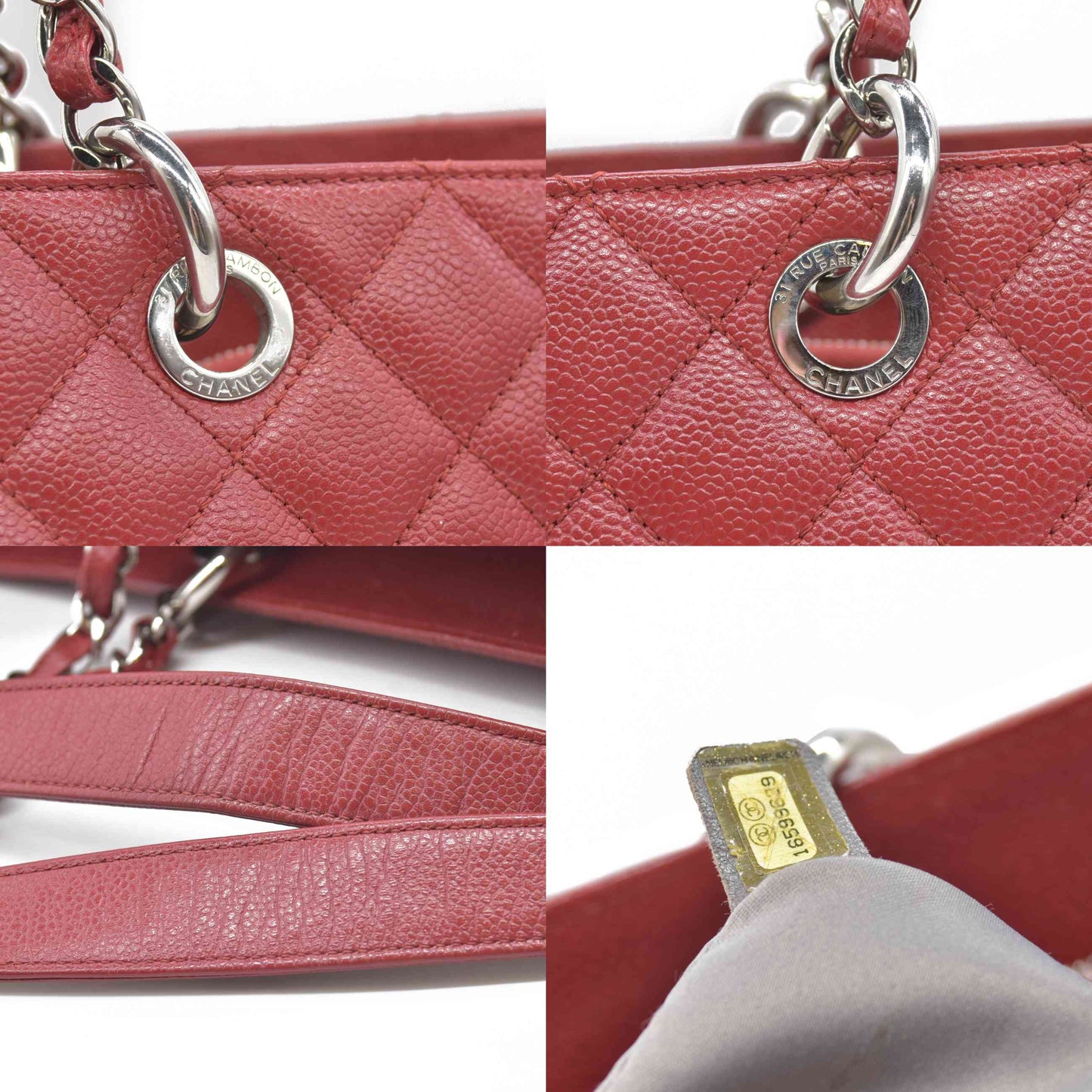 $3500 Chanel Caviar Quilted XL Grand Shopping Tote GST Red 2011-2012
