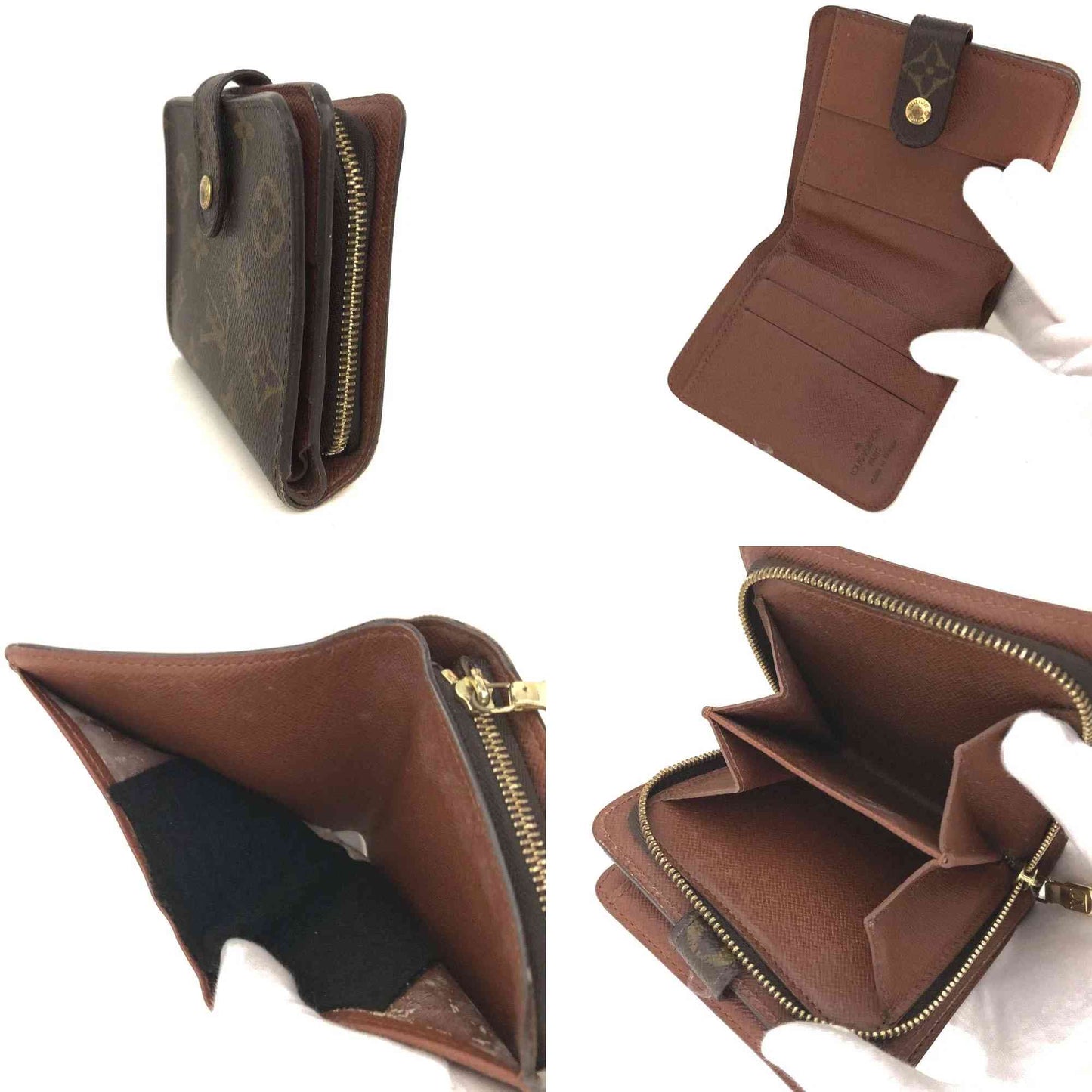 $625 2000 Louis Vuitton Monogram Compact Zip Bifold Wallet Brown MI0060