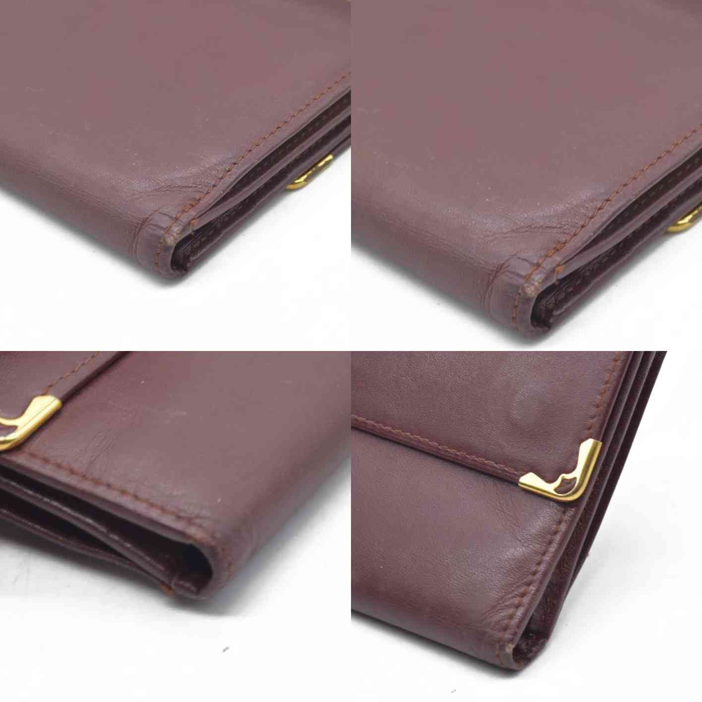 $800 Must de Cartier Leather Long Trifold Wallet Bordeaux
