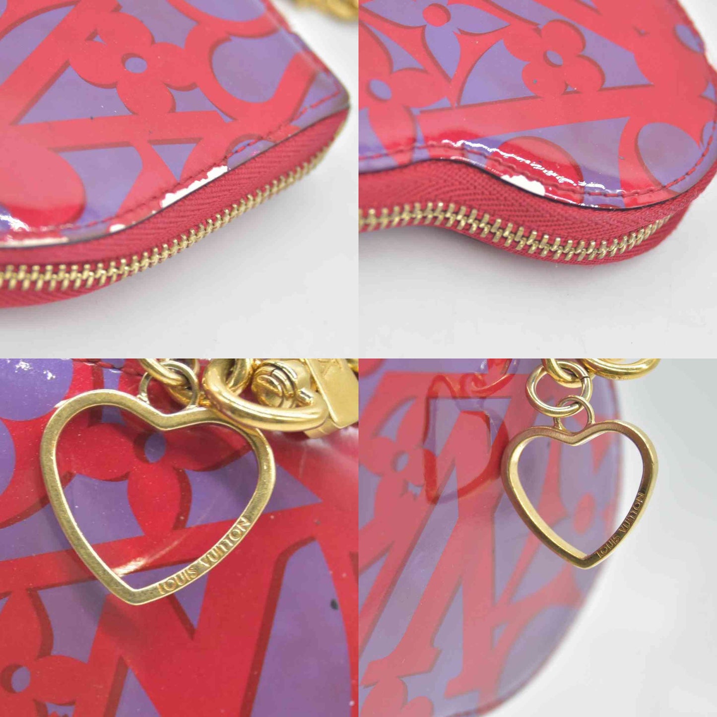 $575 Louis Vuitton Rose Indian Sweet Monogram Vernis Heart Coin Purse CONSIGNMENT