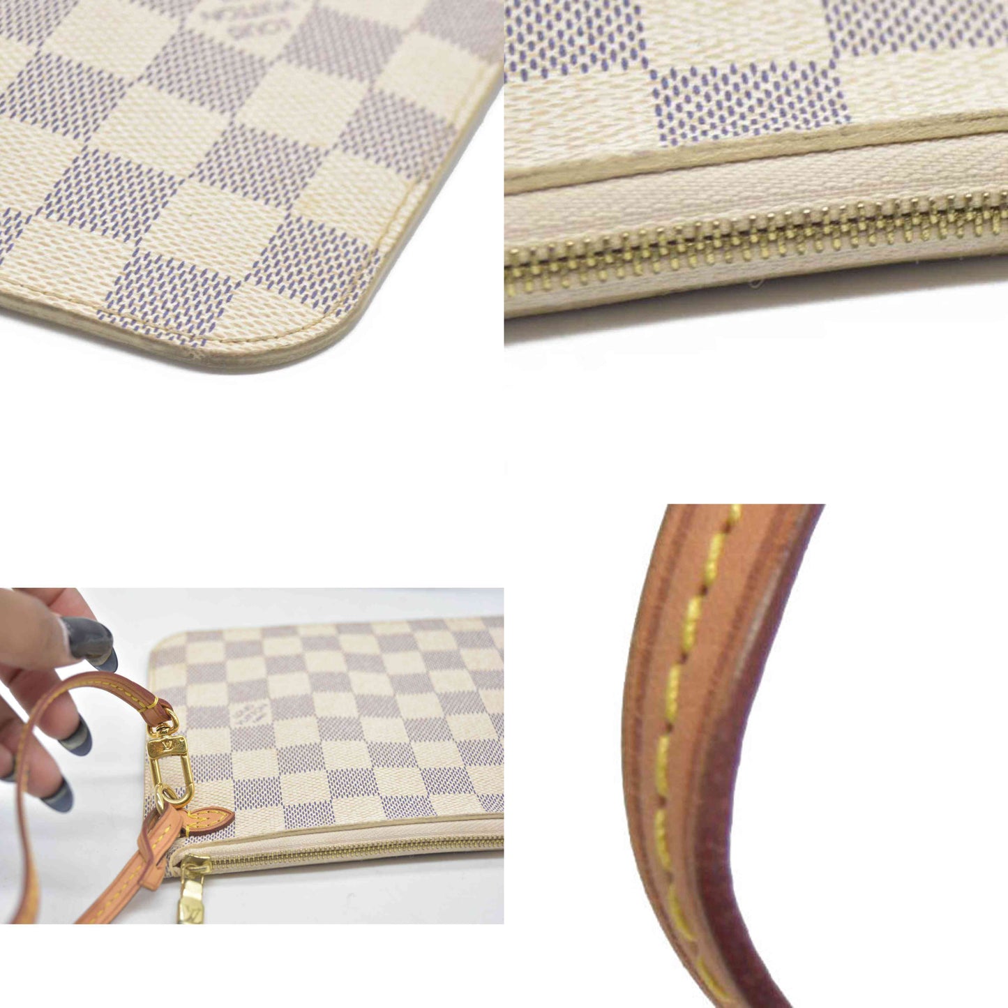 AUCTION $1760 Louis Vuitton  Damier Azur Neverfull MM GM Pochette MS3164