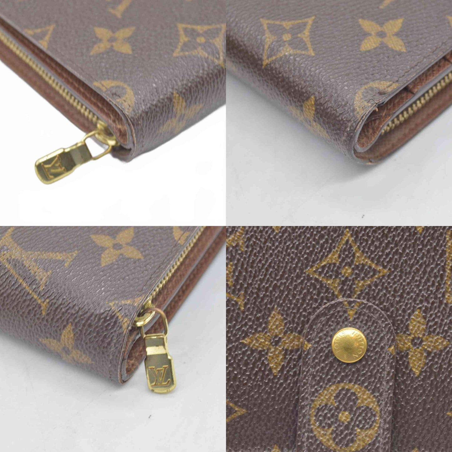$750 2003 Louis Vuitton Consignment Monogram Porte Papier Zippy Wallet Brown SP0093 CONSIGNMENT