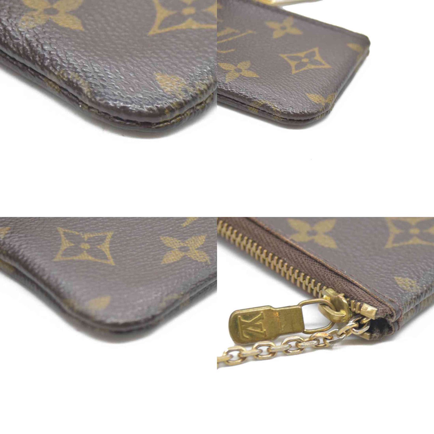 Louis Vuitton Monogram Pochette Cles Wallet Coin Purse Brown