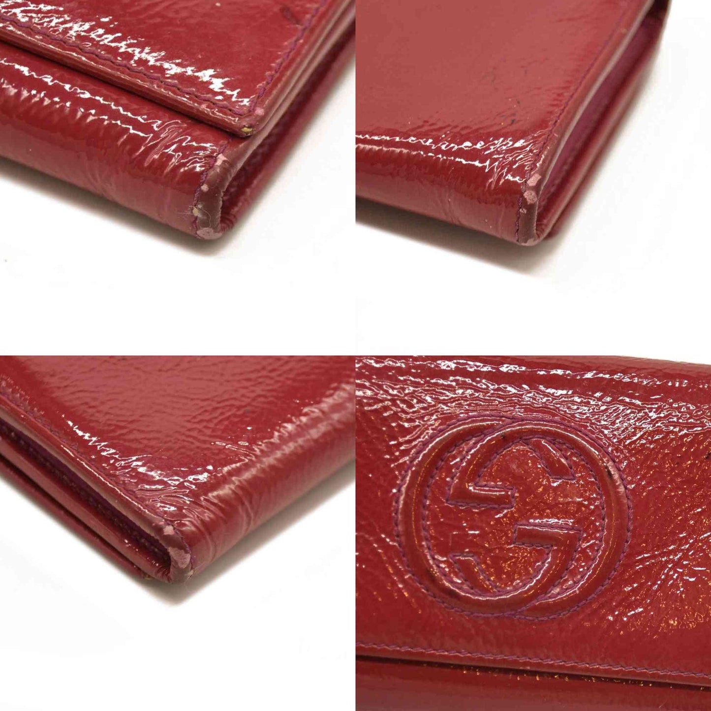 Gucci  Pebbled Calfskin Soho Continental Wallet Red