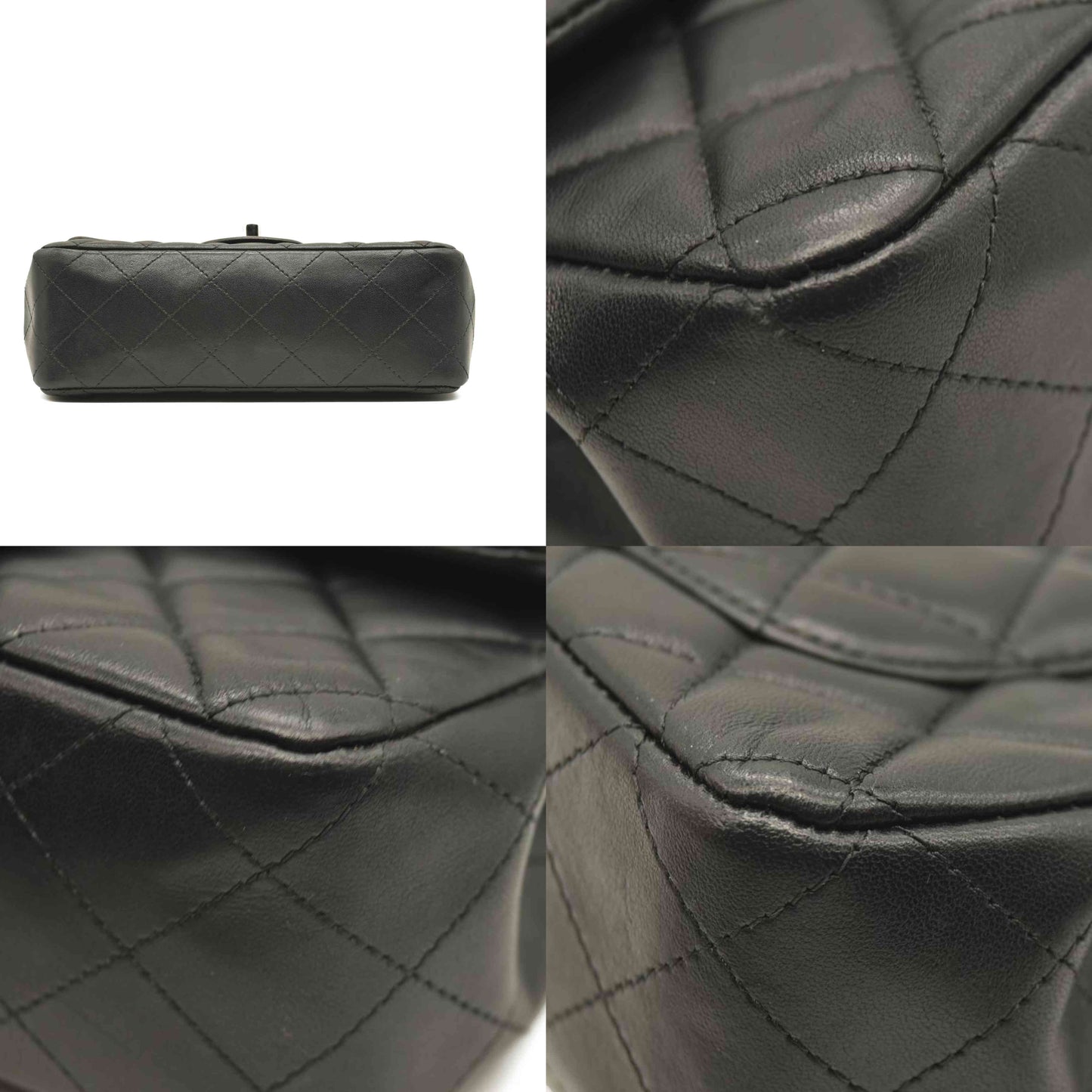 CHANEL Lambskin Quilted Mini Rectangular Flap Black  28******