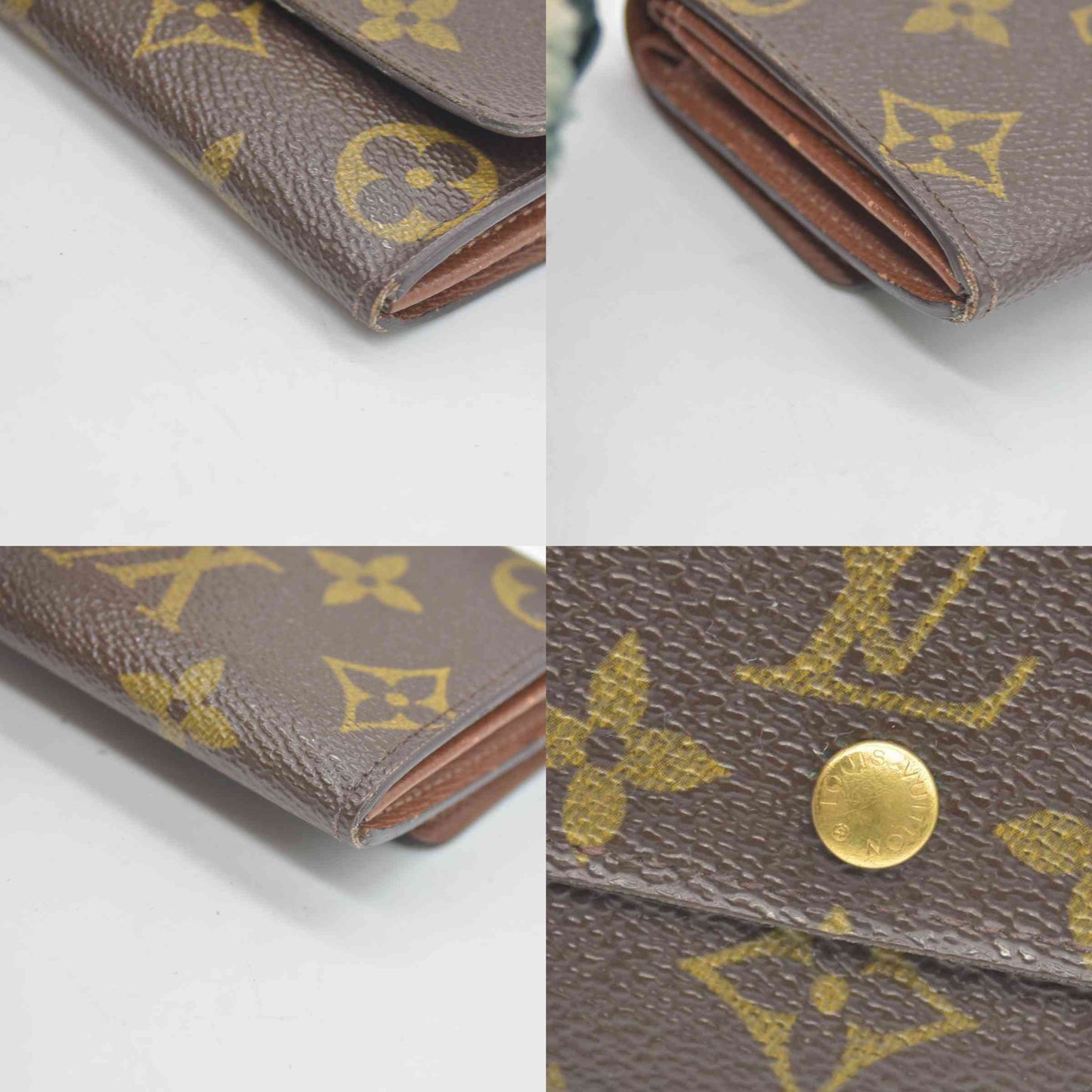 $435 Louis Vuitton Monogram Porte Monnaie Plat Coin Purse Wallet MI1002 CONSIGNMENT
