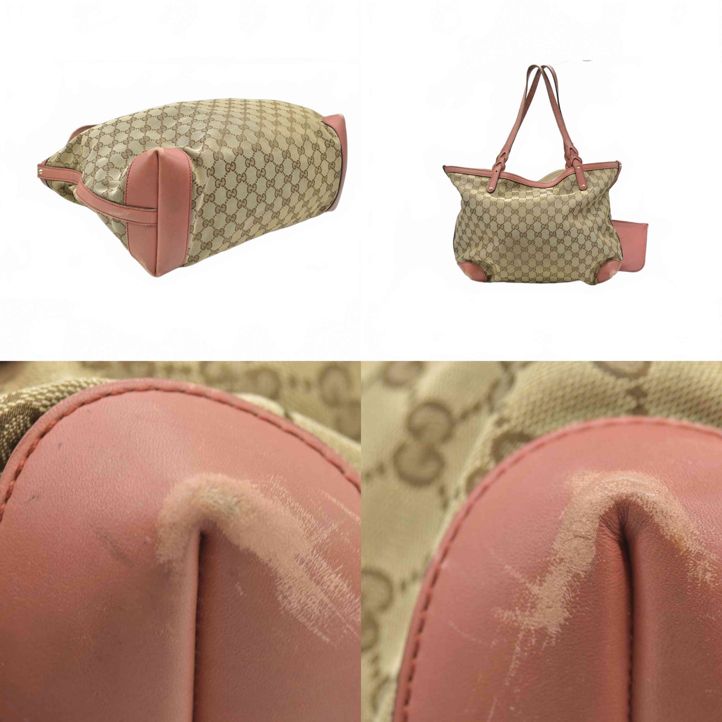 $1040 Gucci Monogram Medium Craft Tote Red