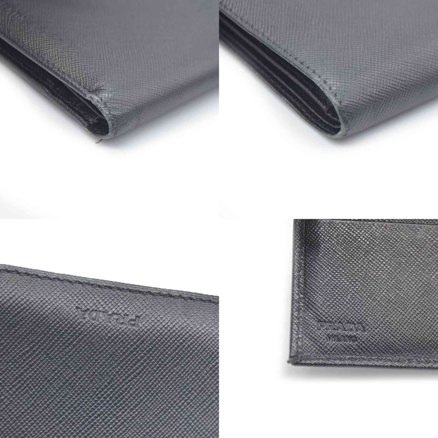 PRADA Saffiano Leather Bifold Wallet Purse Black