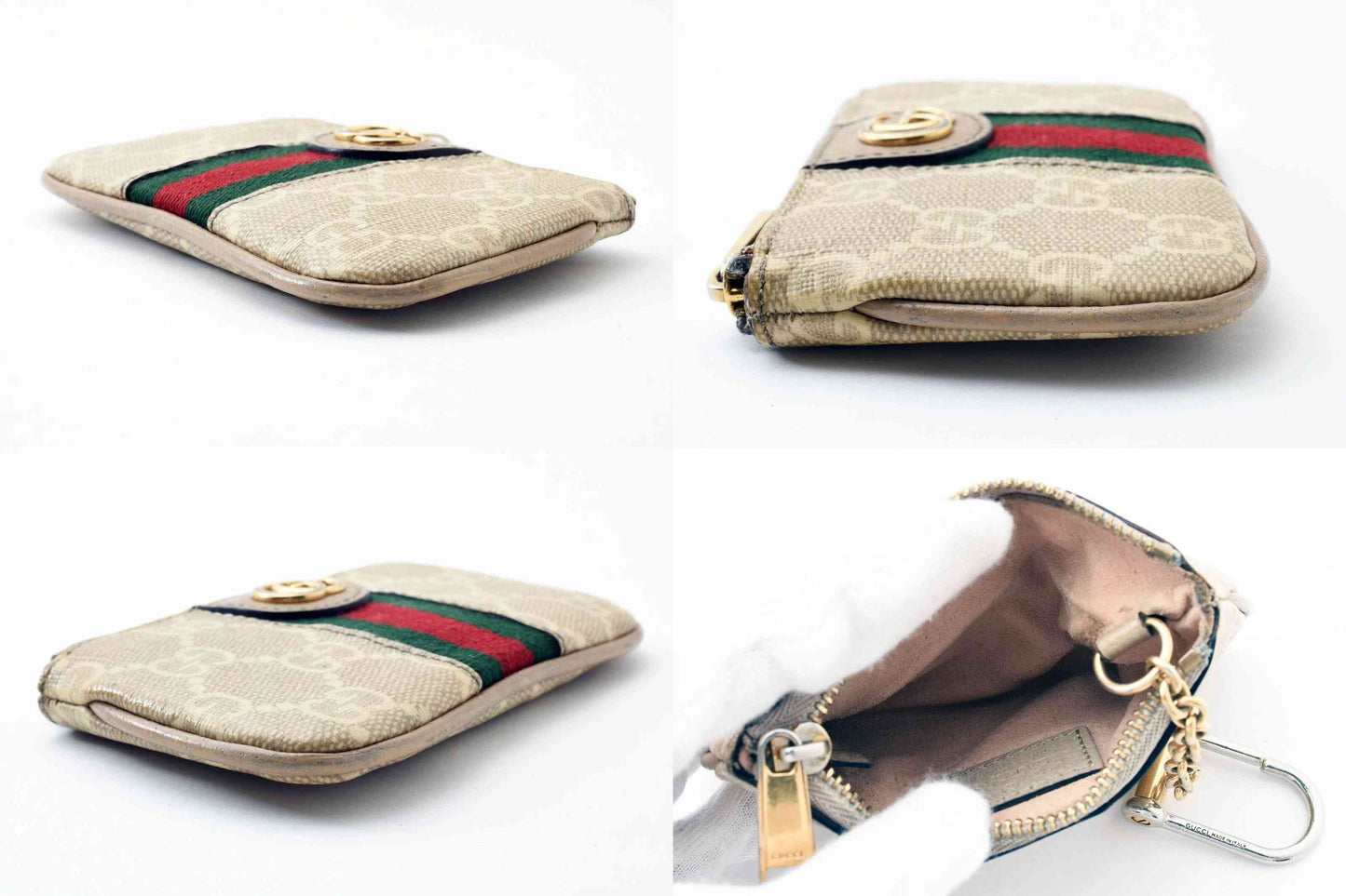 $410 GUCCI Ophidia GG Sherry Line Marmont Coin Case Purse Wallet PVC Double