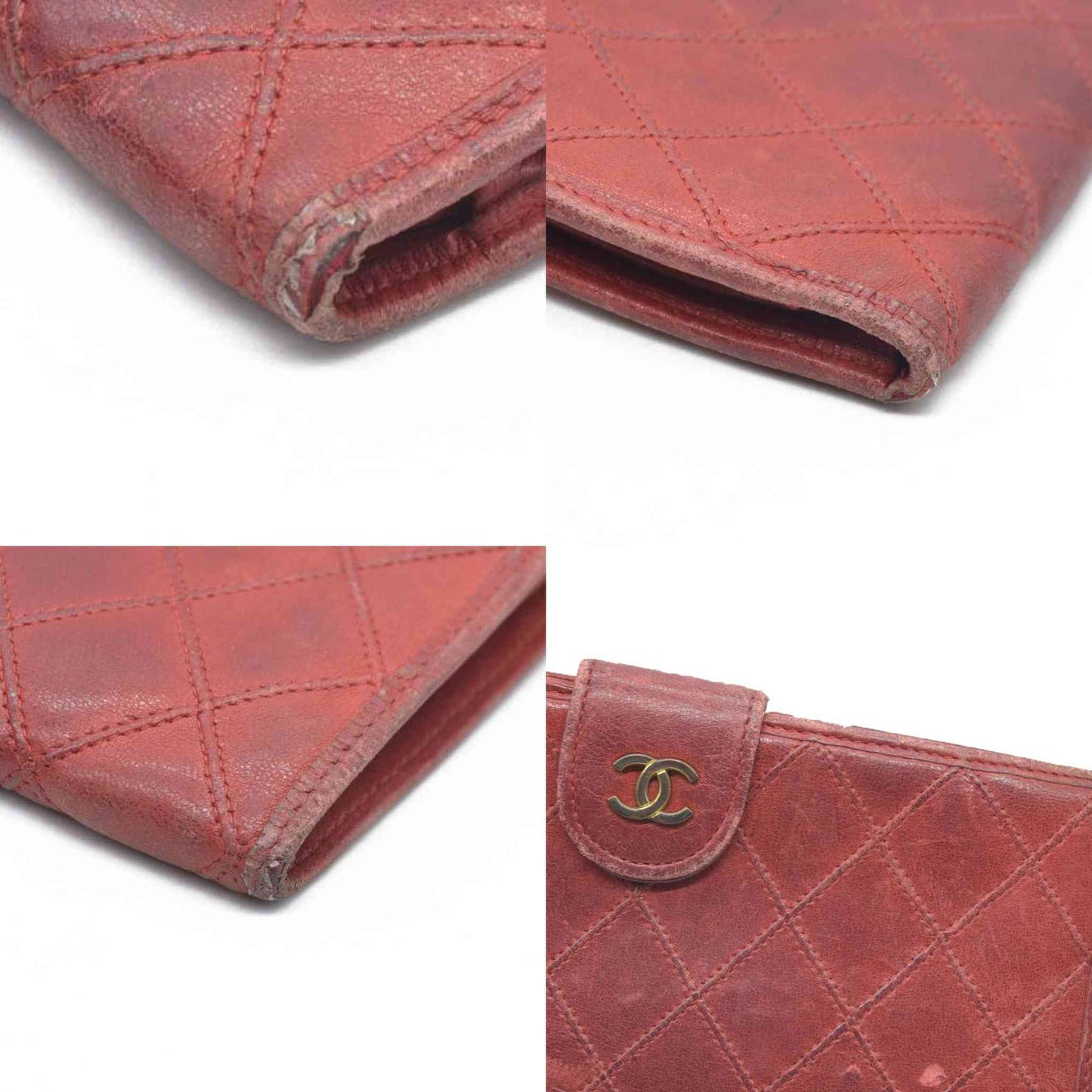 Chanel Chanel Red Lambskin Bicolore Wallet