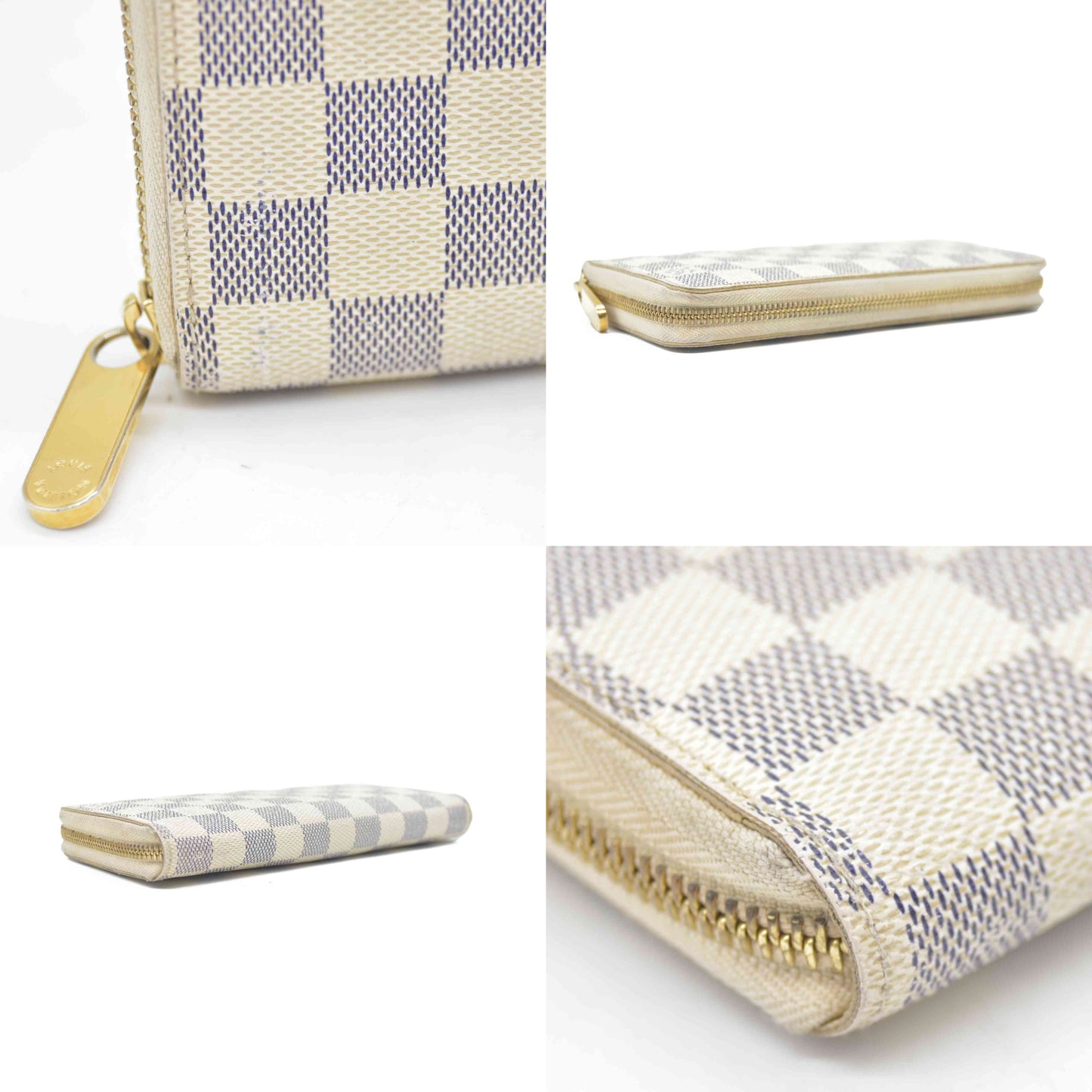 Louis Vuitton Damier Azur Zippy Zip Around Long Wallet Purse White CA4058