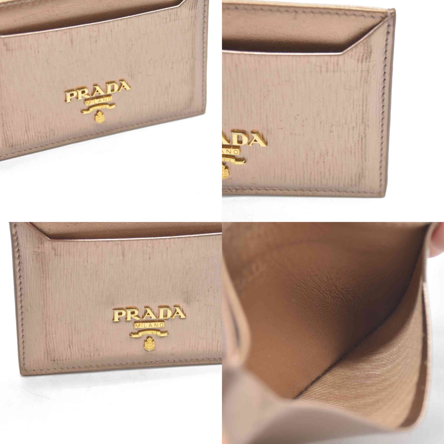 PRADA rose gold Vitello Move Leather Card Holder