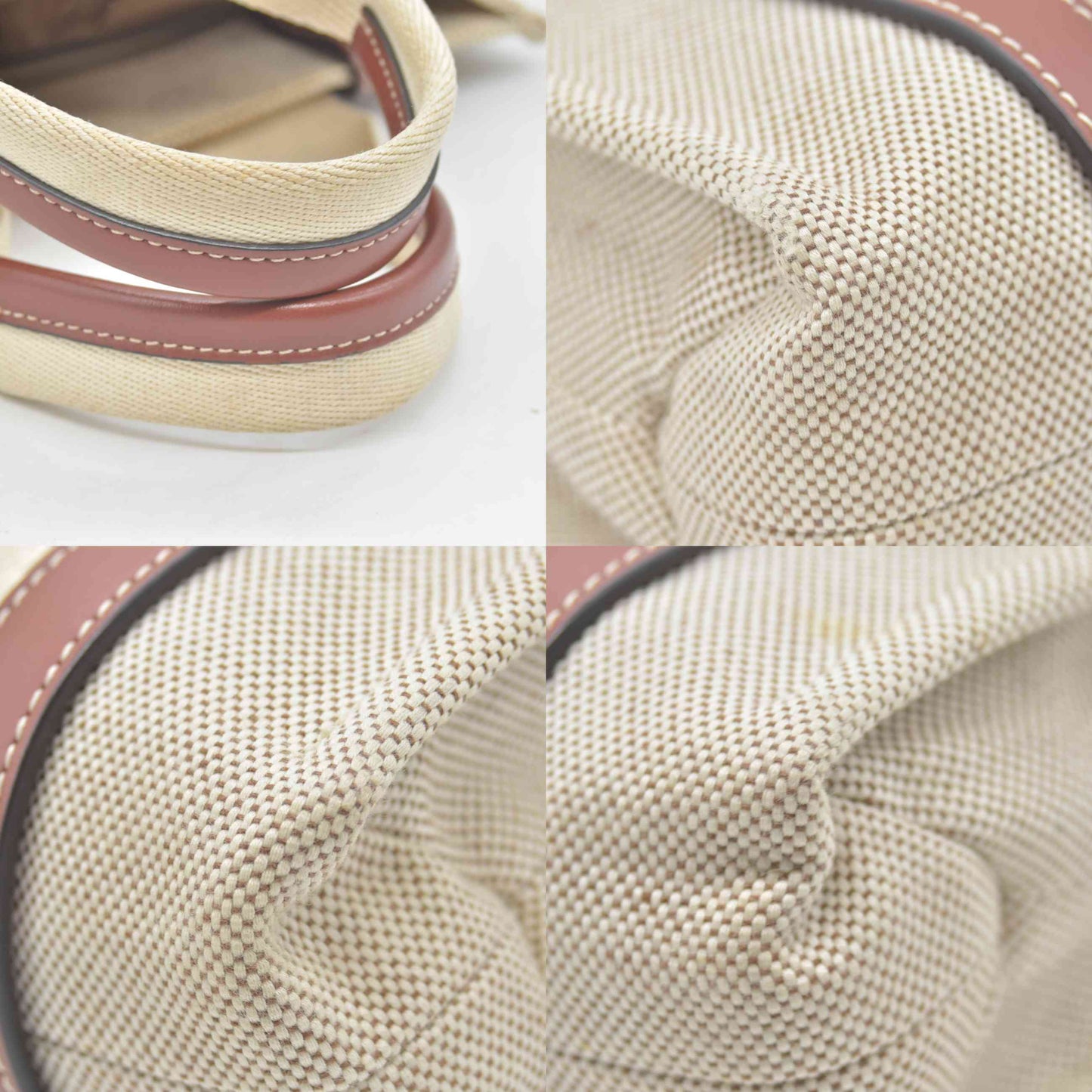 $1250 Chloe Canvas Small Woody Tote Bag Beige
