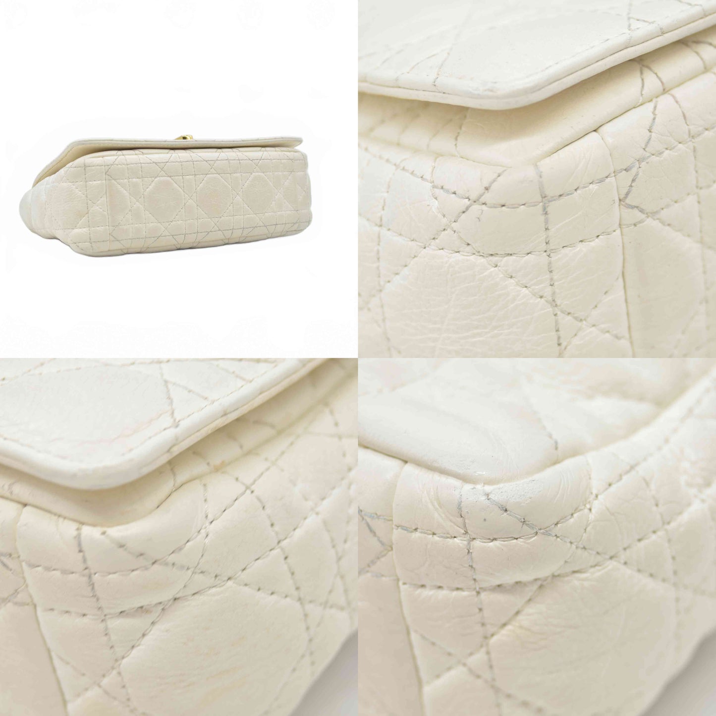 $4400 Christian Dior Lambskin Cannage Small Caro Bag Ivory